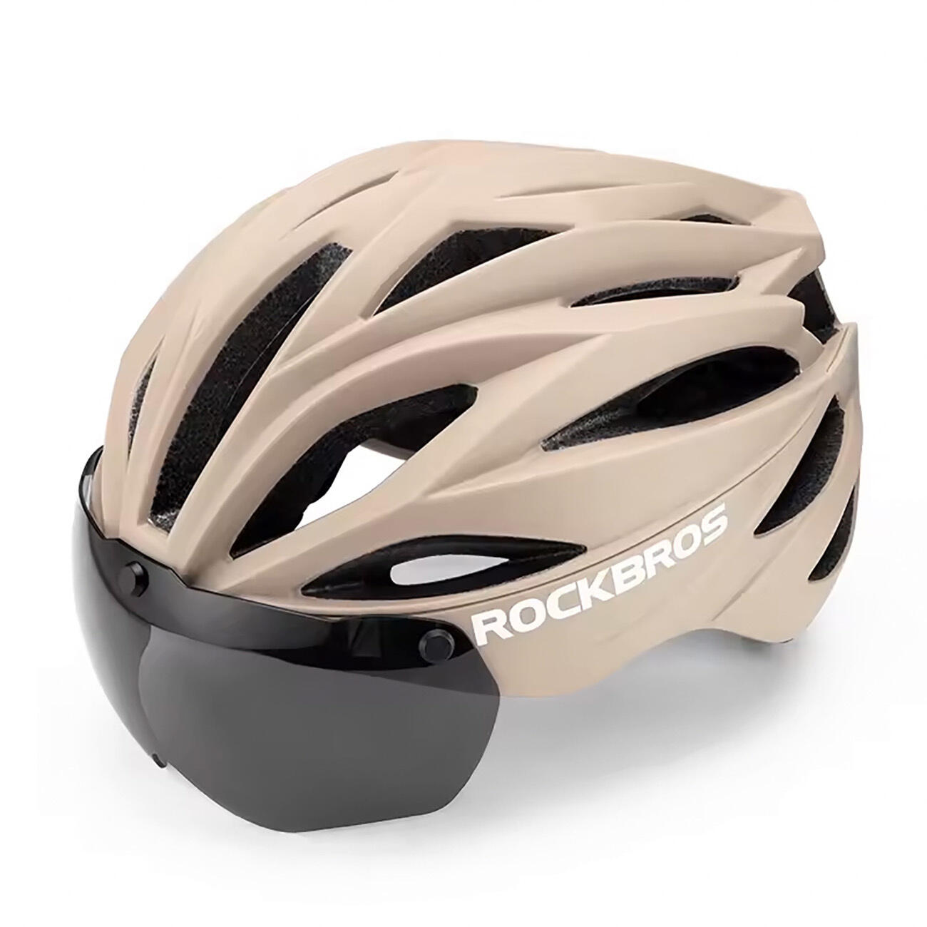 Kask rowerowy Rockbros z szybką, odpinane okulary z ochroną UV