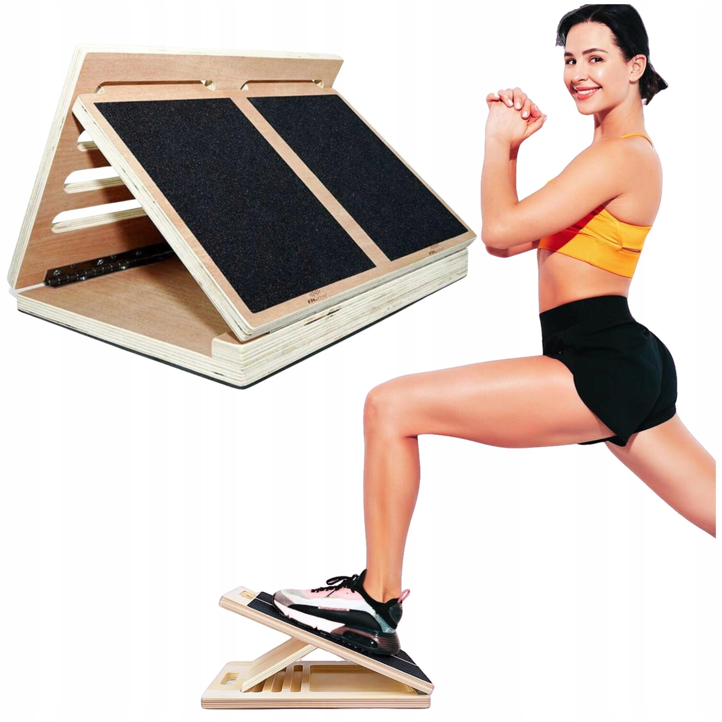 Dewniana platforma do rozciągania do ćwiczeń łydek przysiadów regulowana fit.me