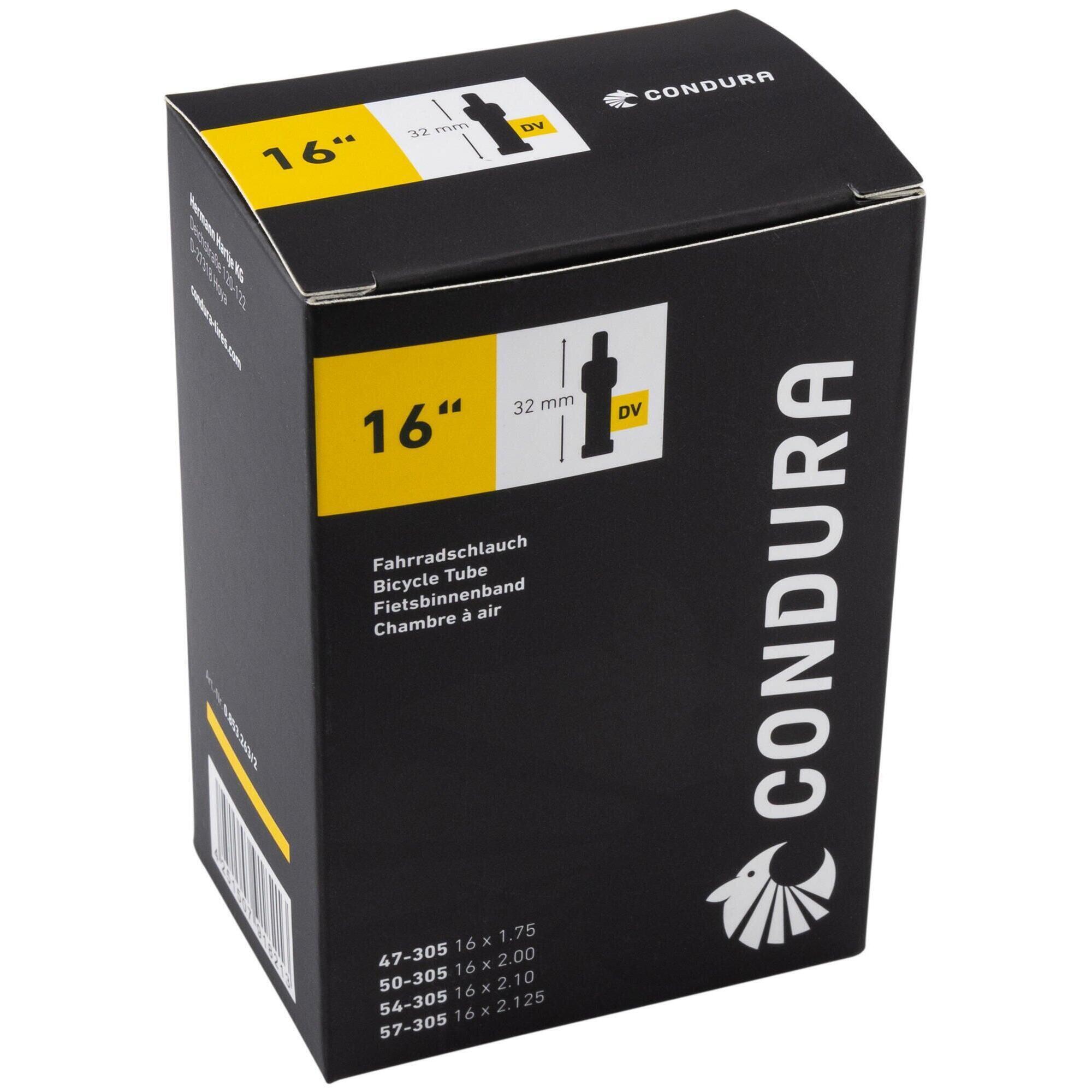 Wewnętrzna Dętka Condura 16" dv32 47/57-305 do Rowerów Miejskich