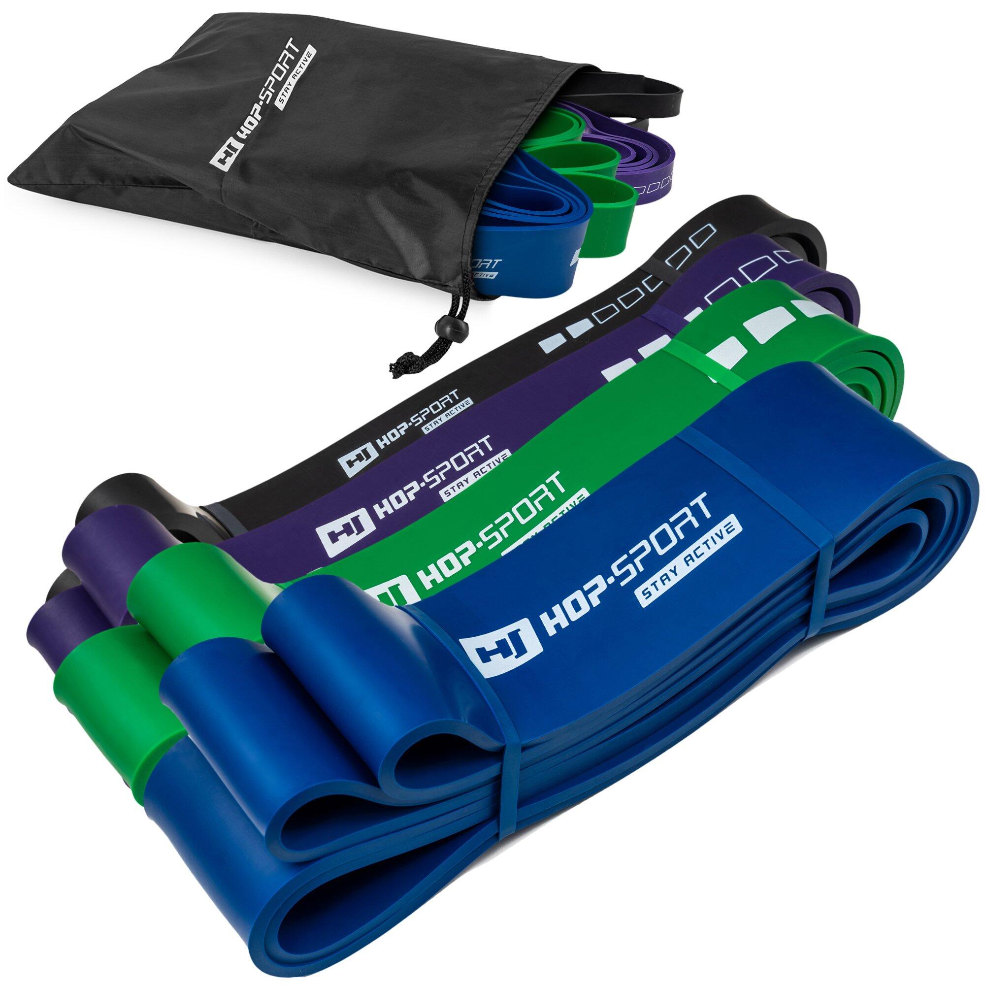 Zestaw 4 gum oporowych do ćwiczeń fitness Hop-Sport 12-80kg
