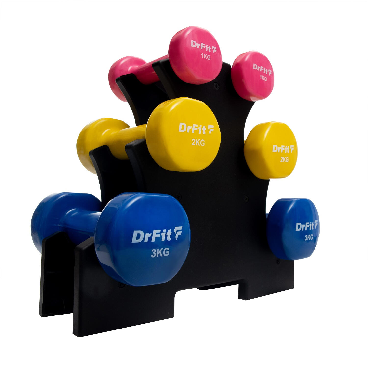Hantle ciężarki obciążenie do ćwiczeń treningu siłowego 12 kg na stojaku DrFit