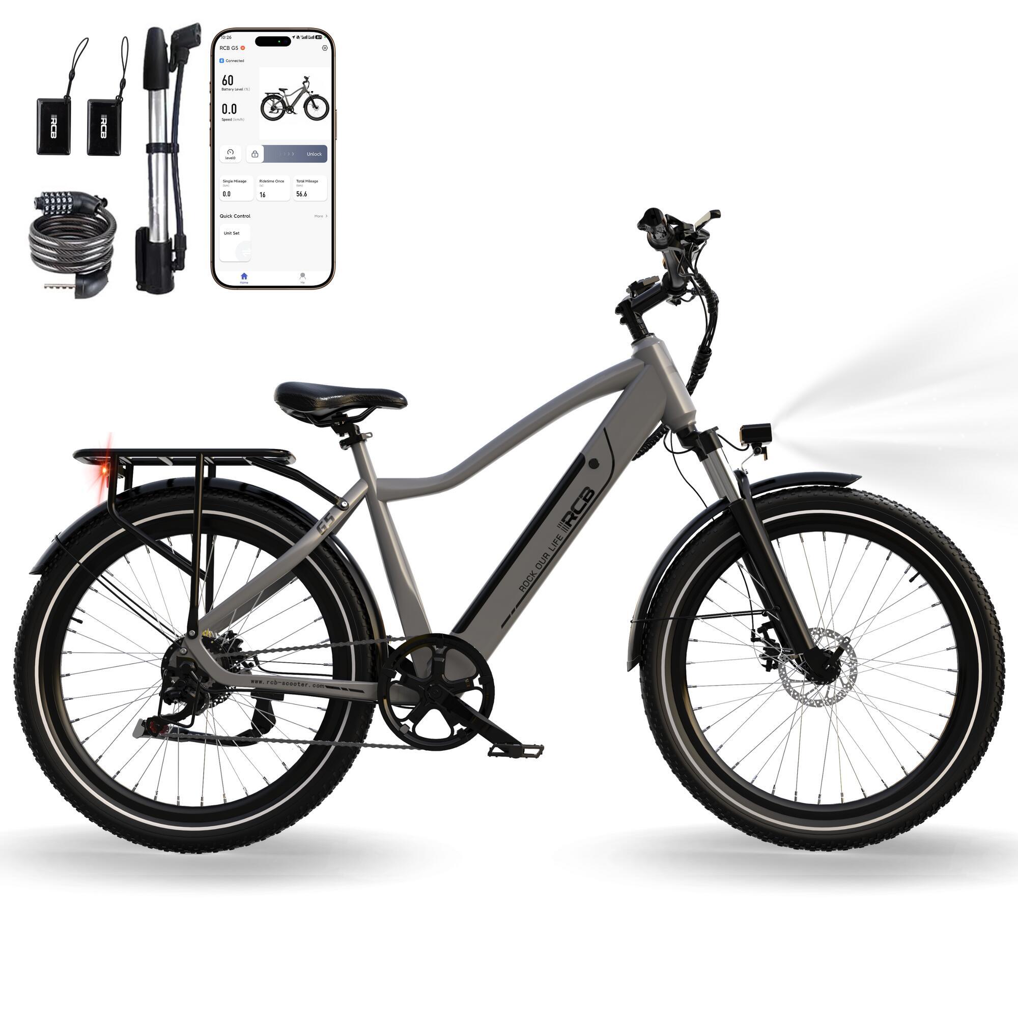 Rower Elektryczny dla Dorosłych 27,5" E-Bike, APP&NFC, RCB-G5