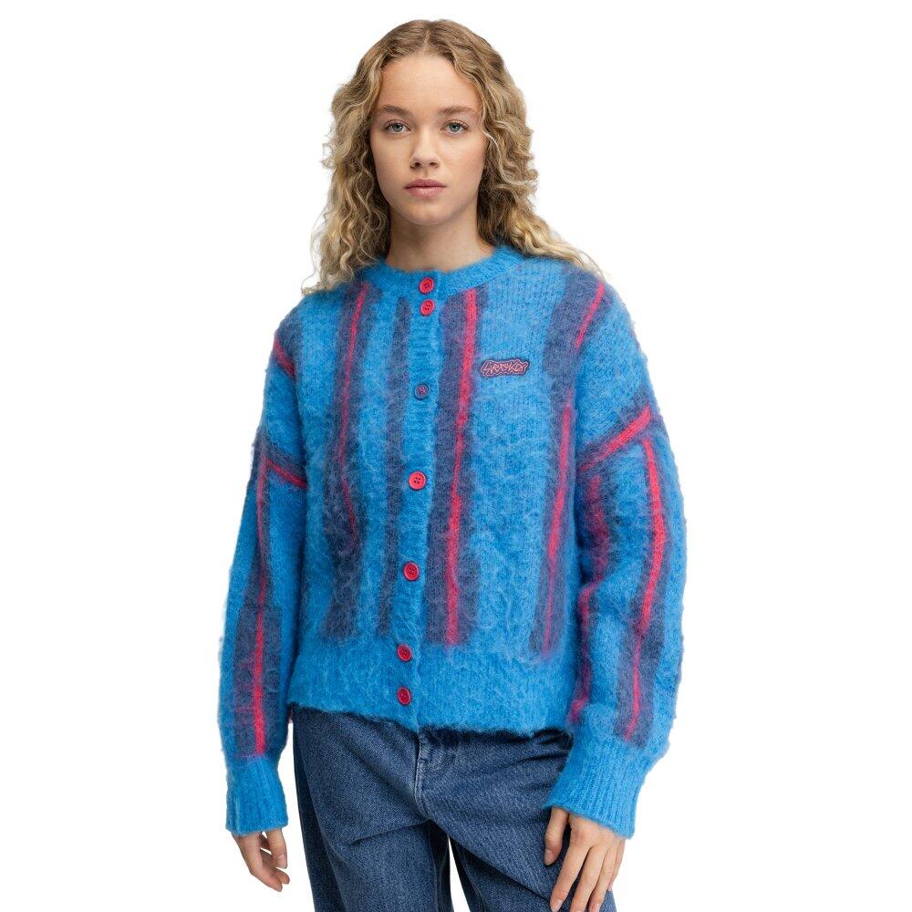 Damski kardigan z dzianiny Siroko Apollo-W Blue