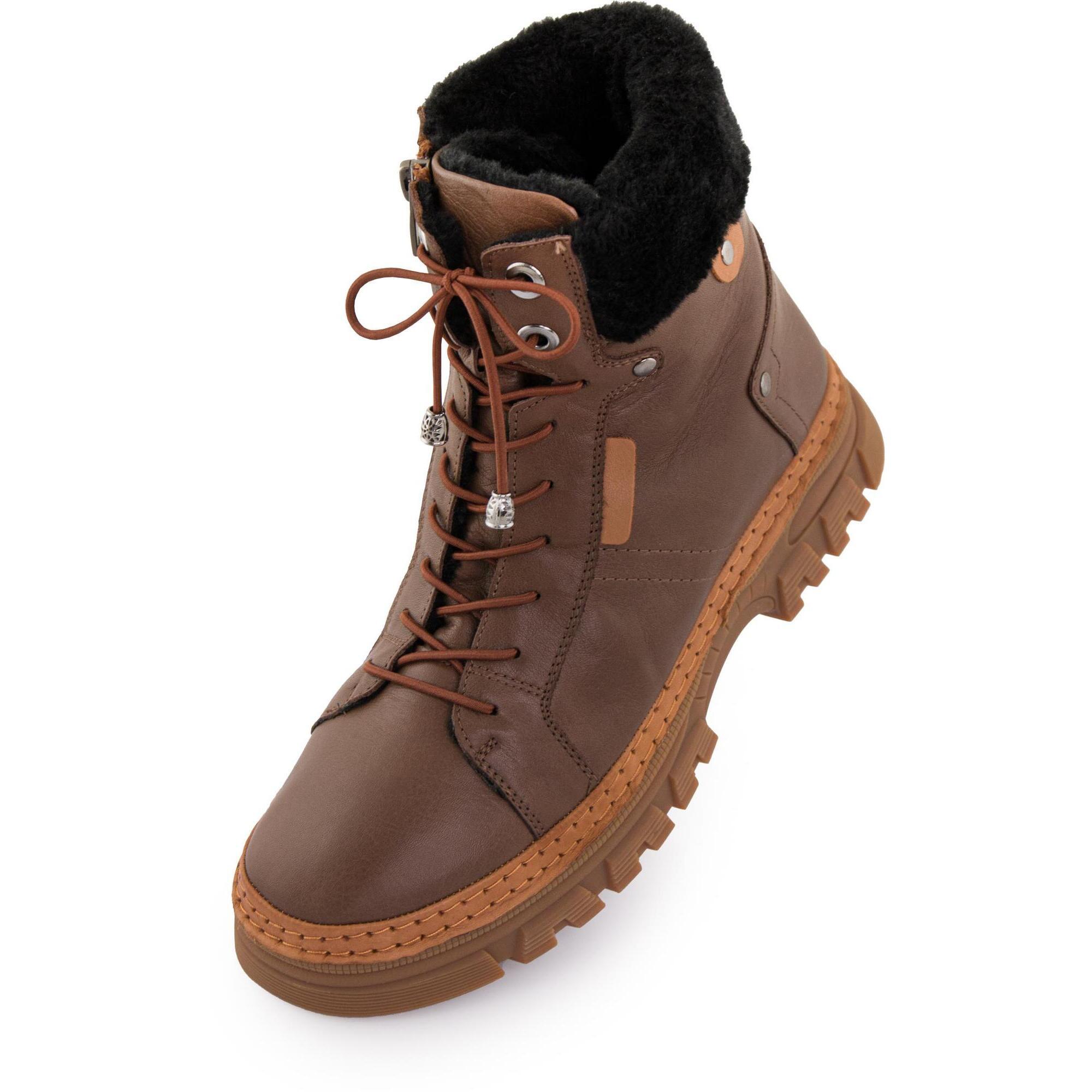 Damskie skórzane zimowe buty Nell 207 Praline - Ciepłe i wodoodporne