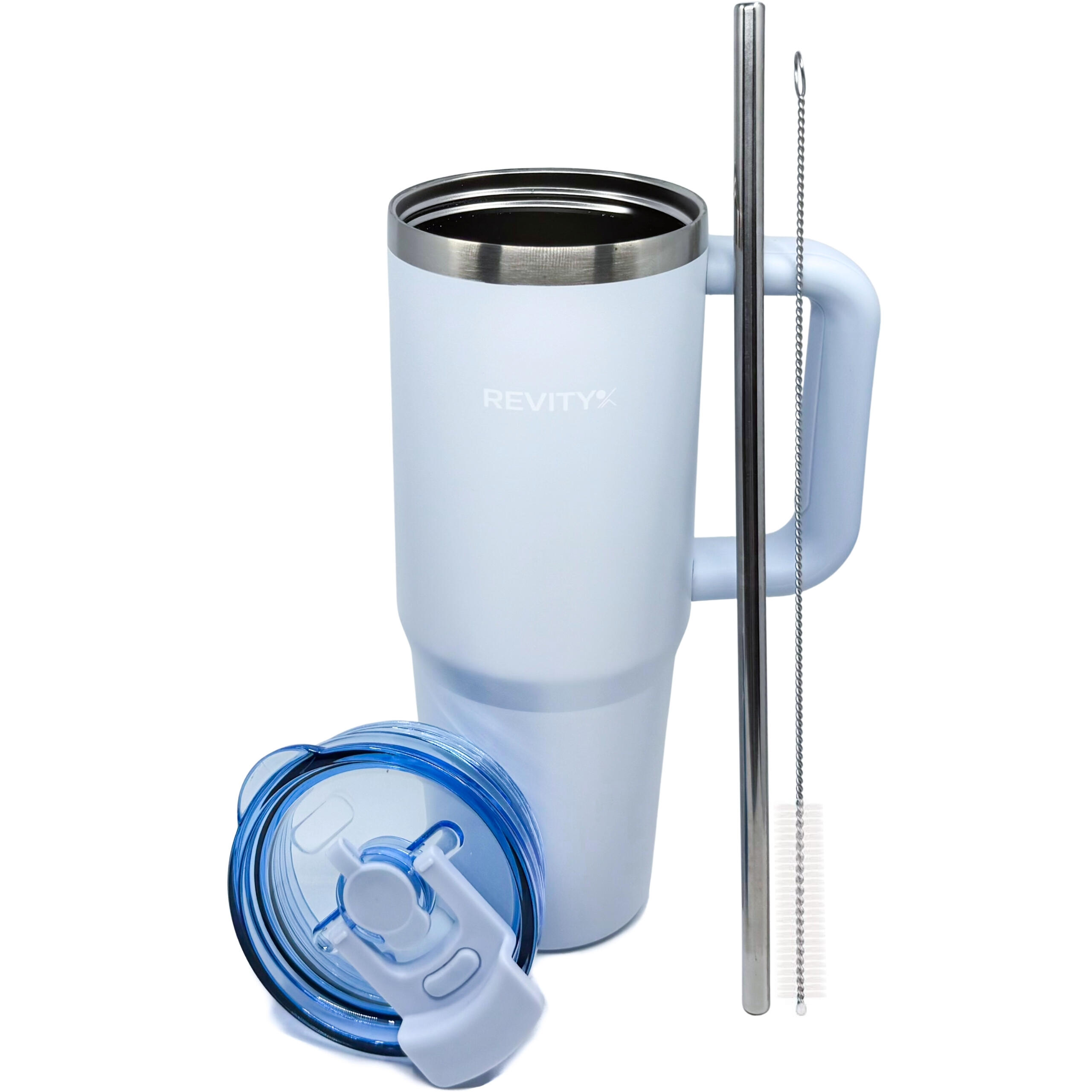 Kubek termiczny ze słomką i uchwytem, termos stal nierdzewna 900 ml