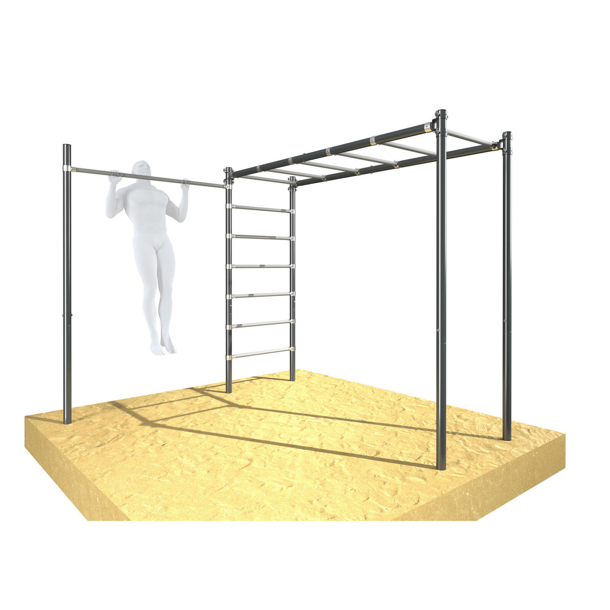 Drabinka gimnastyczna ogrodowa pozioma i pionowa z drążkiem Street workout UNDER