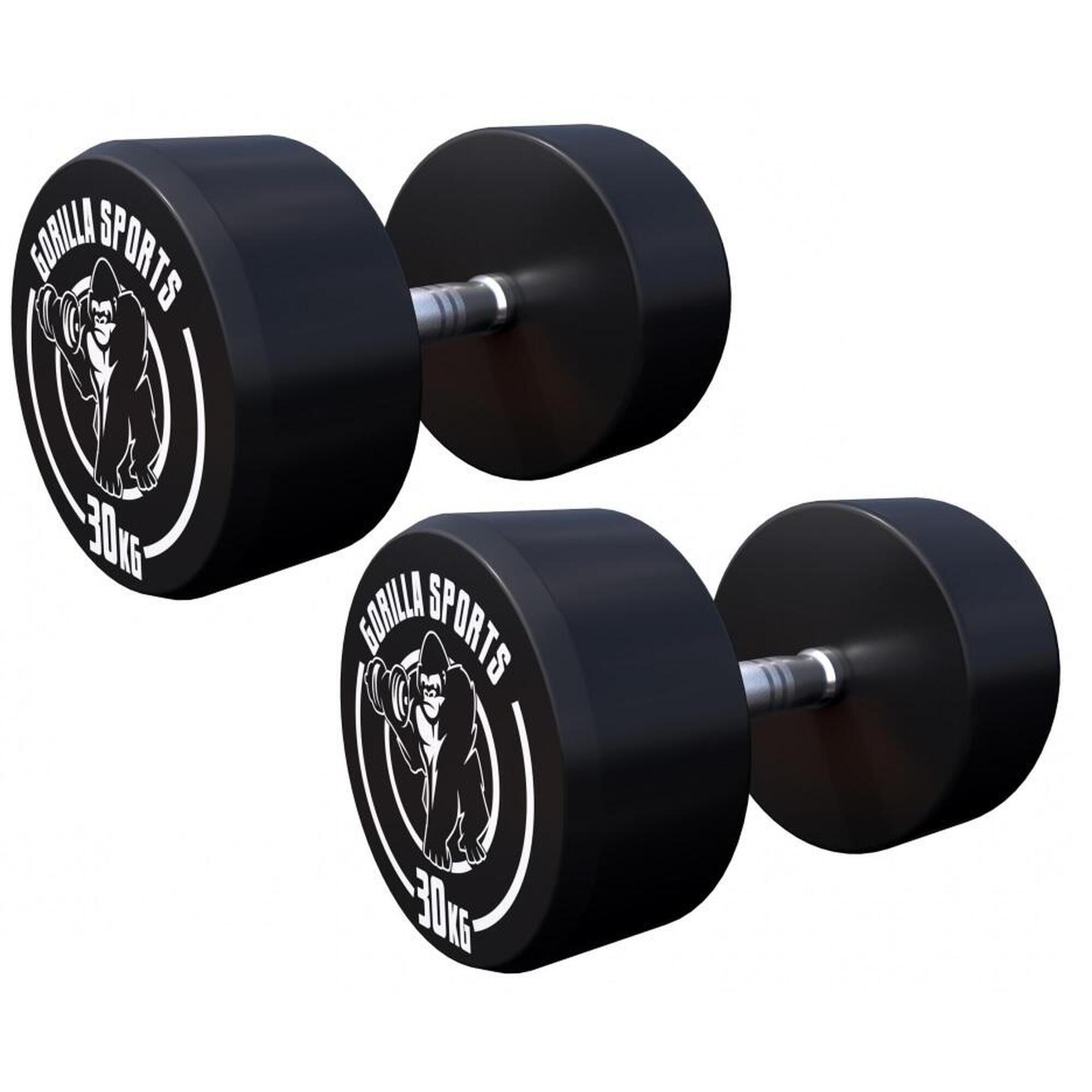 Hantle stałe 2x30kg Gorilla Sports żeliwne gumowane