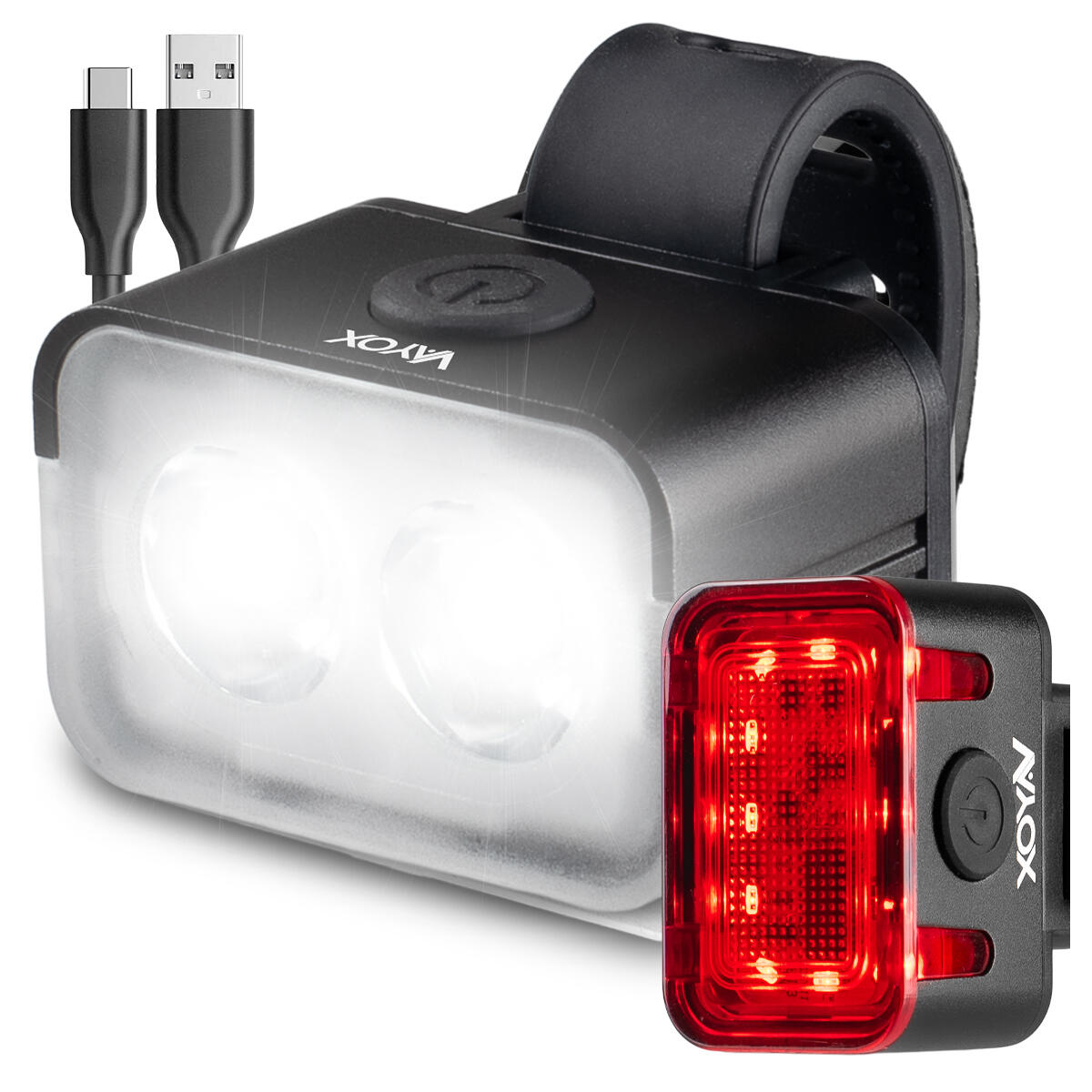 Zestaw lampek rowerowych VAYOX VA0153 + VA0152 przednia i tylna USB-C