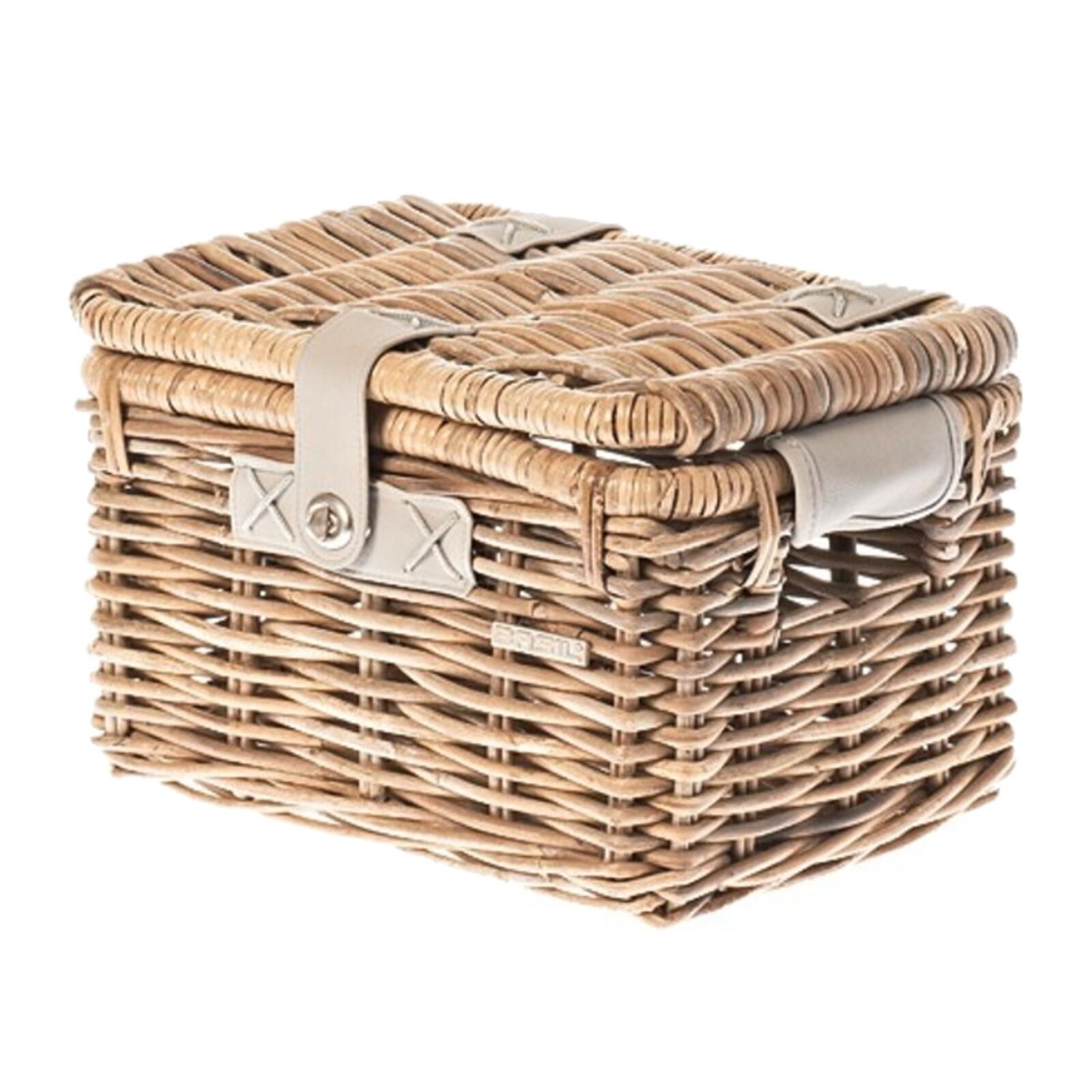 Rattanowy Kosz Na Rower Denton Mały 35 X 24 X 20 Cm - Naturalny Szary