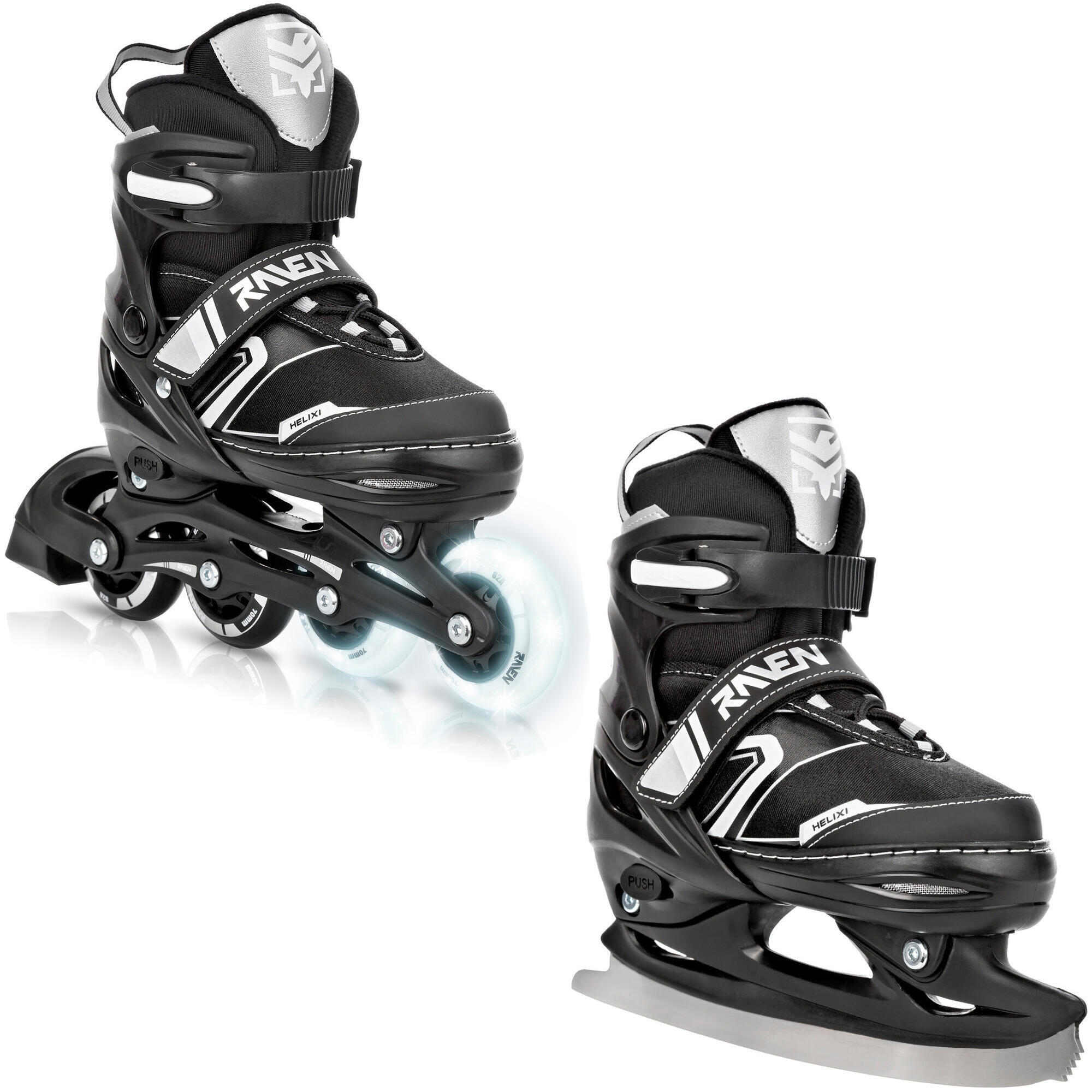 Rolki Łyżwy 2w1 Regulowane Raven Helixi Kółka LED