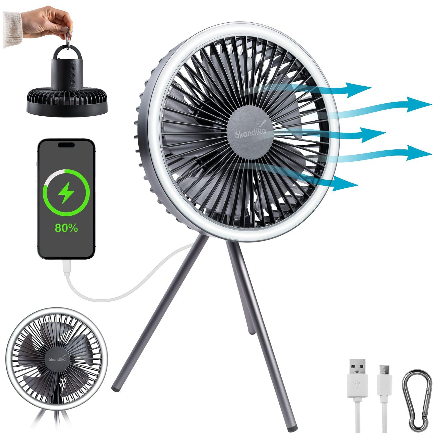 Lampka lampa kempingowa turystyczna 3w1 Solvind, wentylator i powerbank