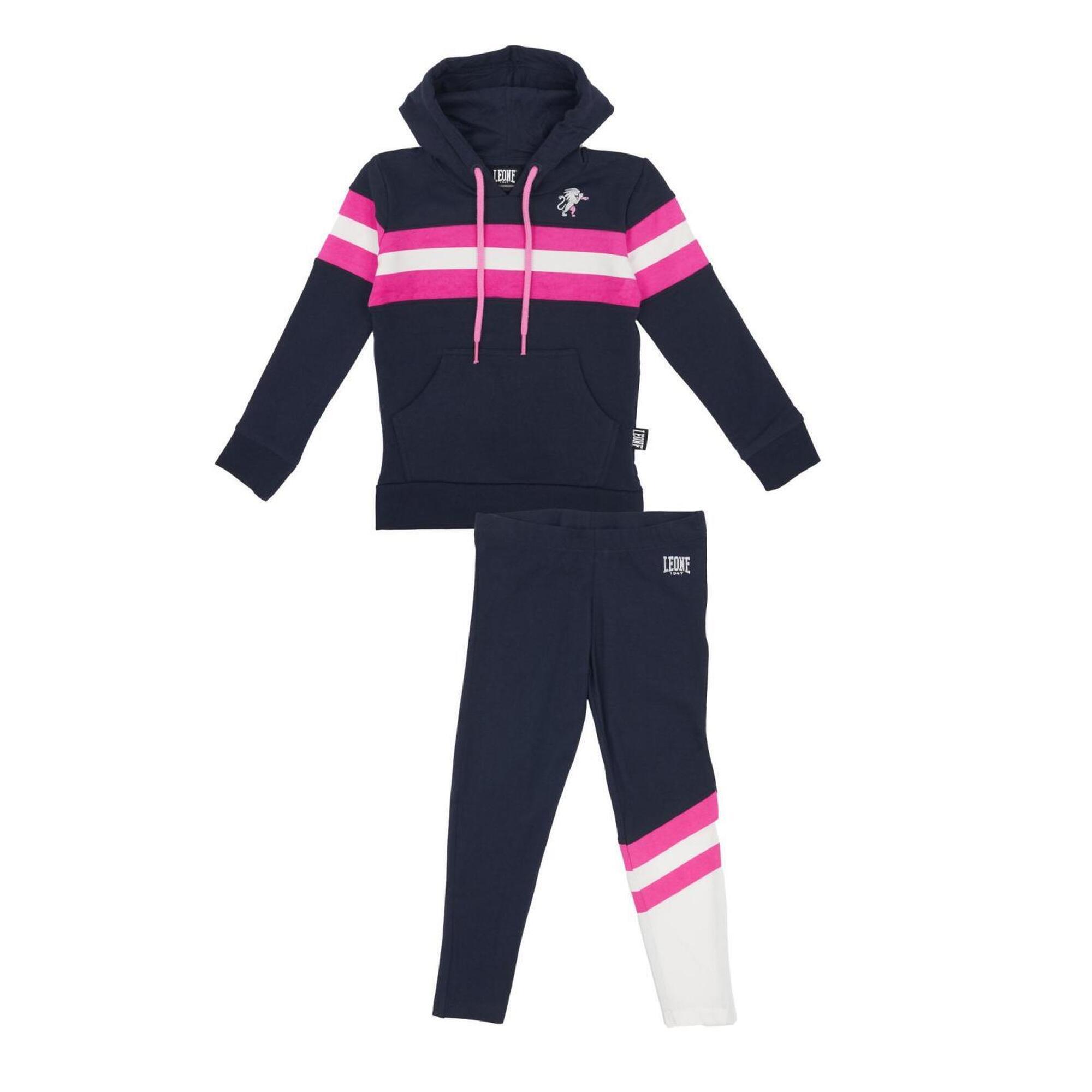 Dres dziewczęcy z kapturem i poziomym paskiem Basic