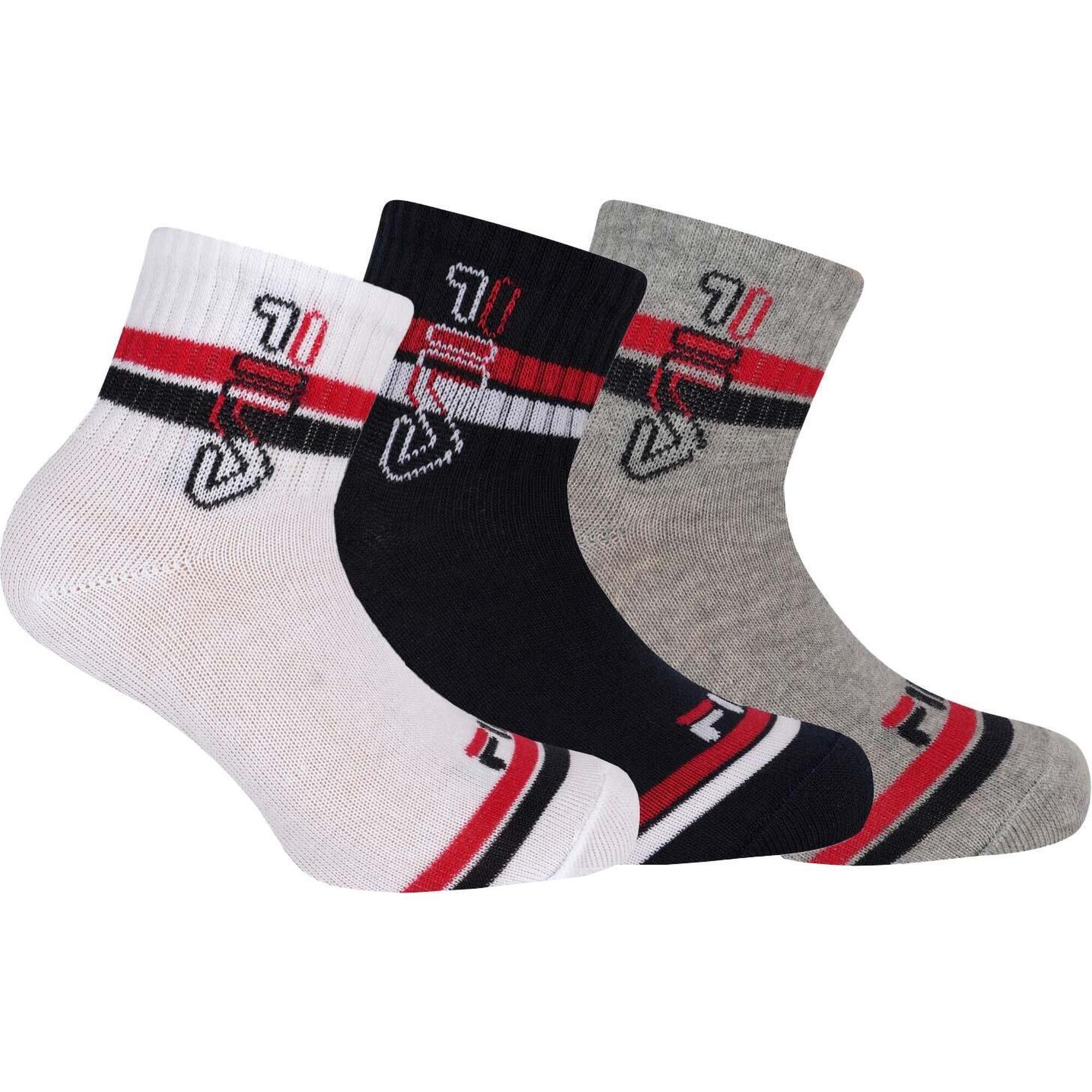 Fila skarpetki 3-pack chłopięce Quarter biały/granat/szary 27-30