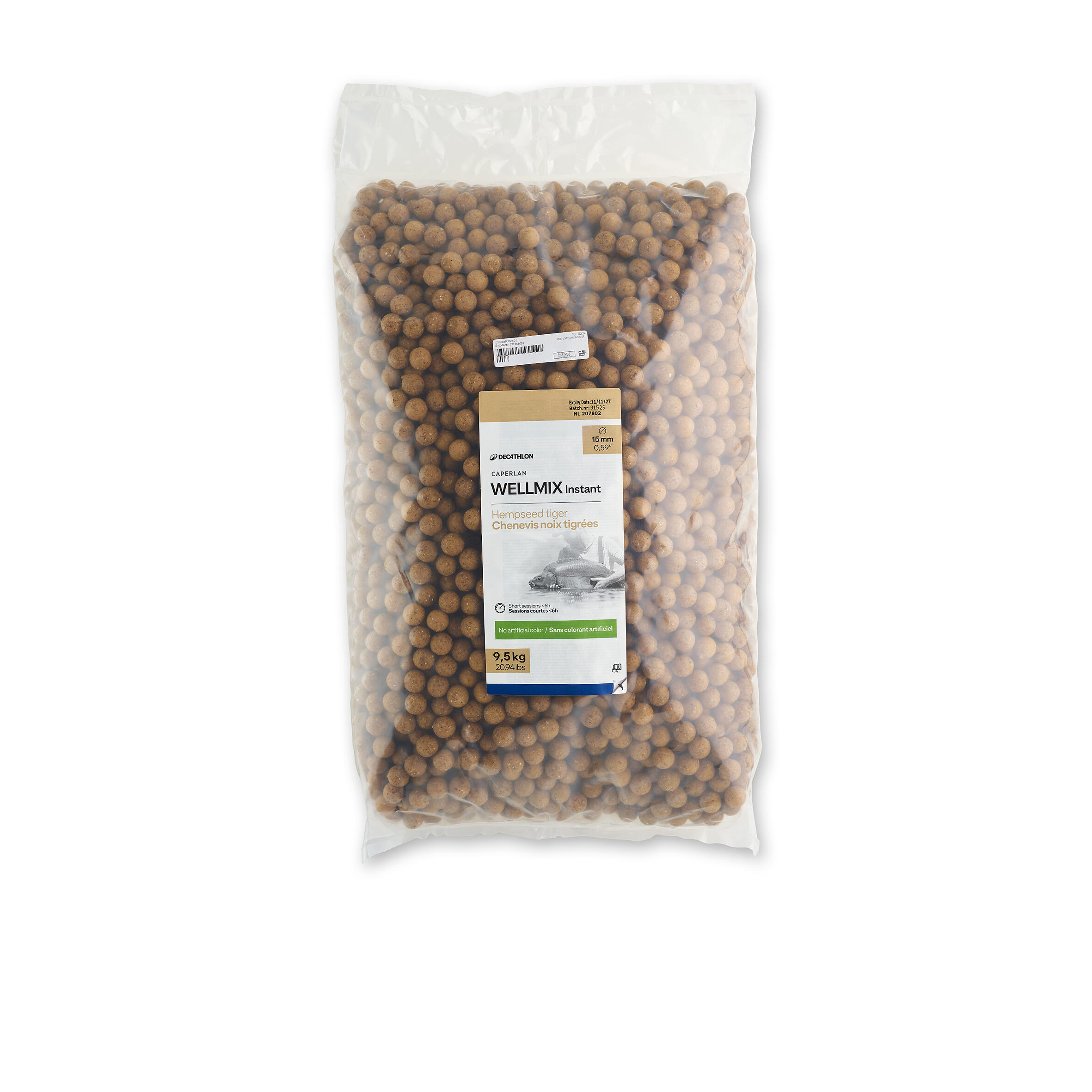 Kulki proteinowe Caperlan Wellmix Instant 15 mm 9,5 kg konopie-orzech tygrysi
