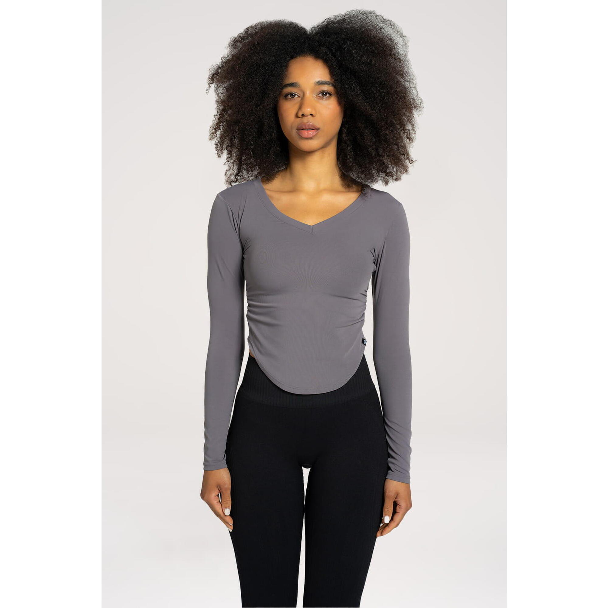 Koszulka fitness damska Gym Glamour wycięta z długimi rękawami