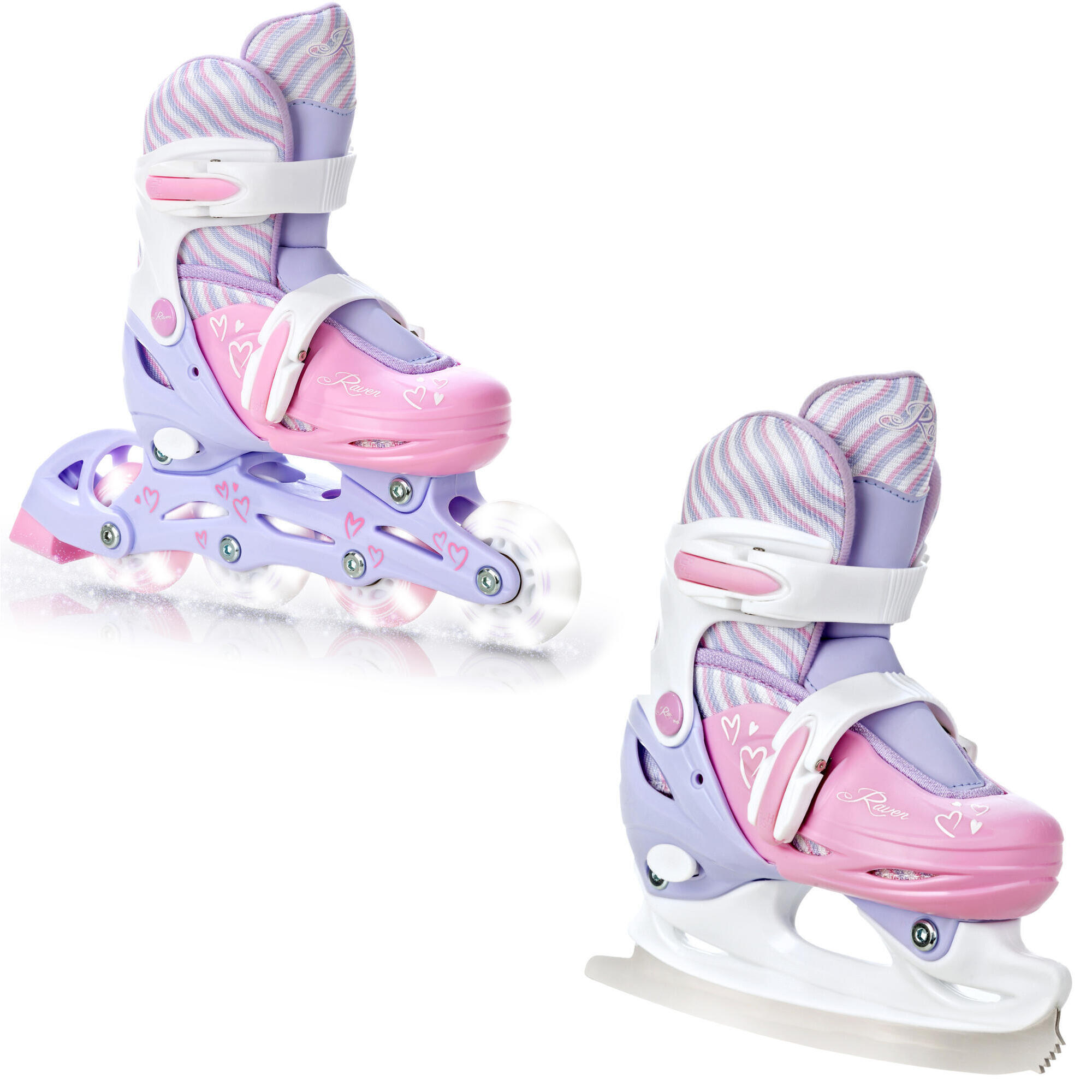 Rolki Łyżwy Regulowane 2w1 Raven Loret Świecące Kółka LED
