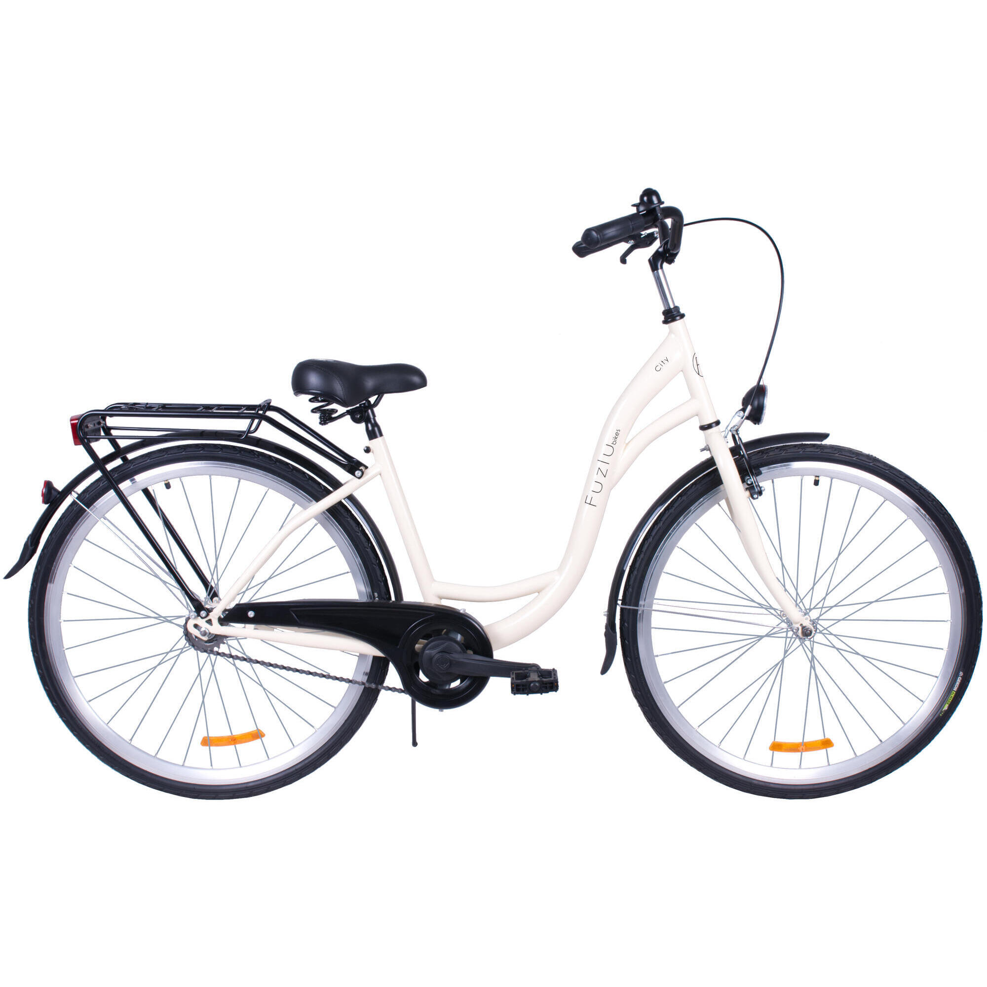 Rower miejski 28 Fuzlu City S1 kremowo-czarny