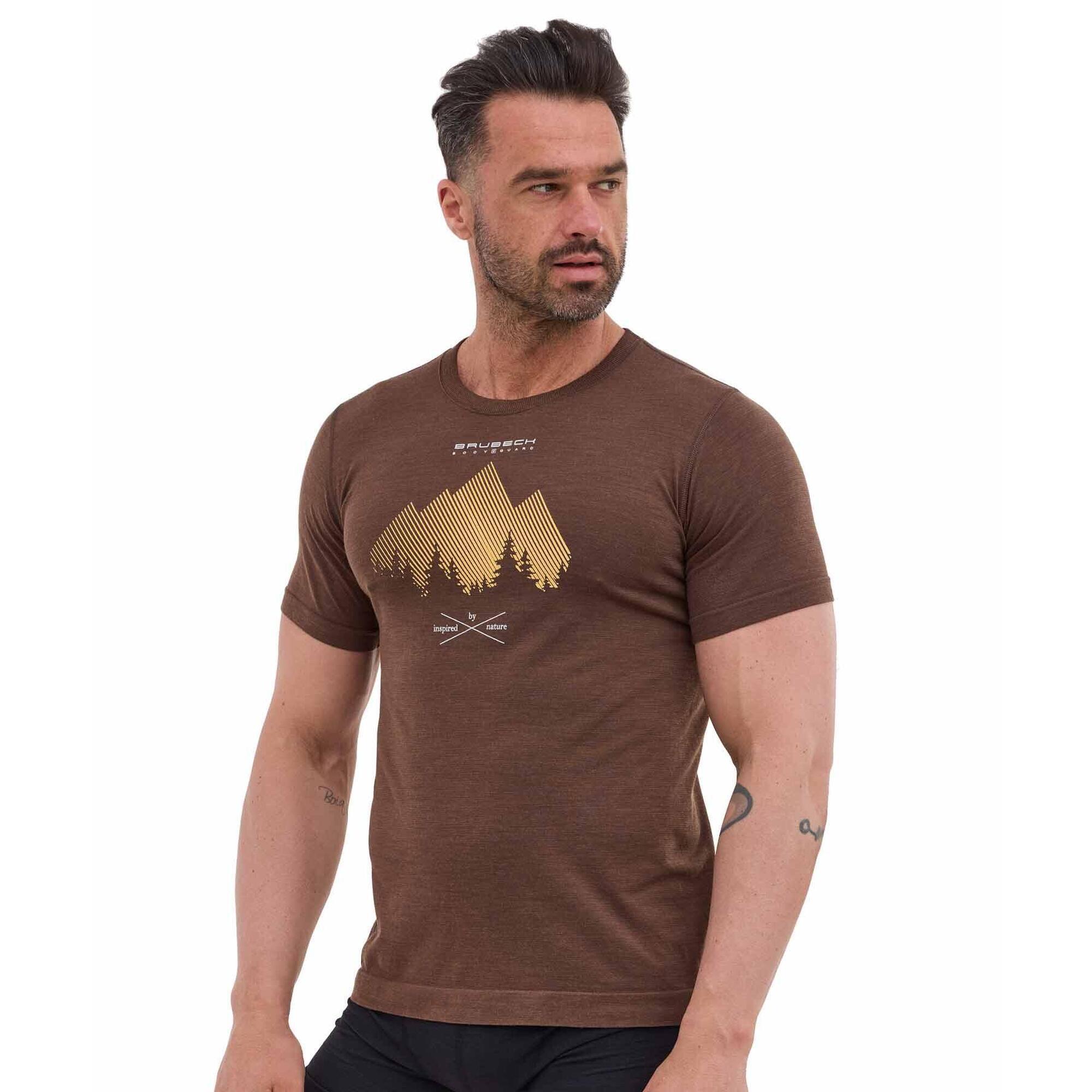 Koszulka męska z krótkim rękawem wełniana Brubeck OUTDOOR WOOL PRO