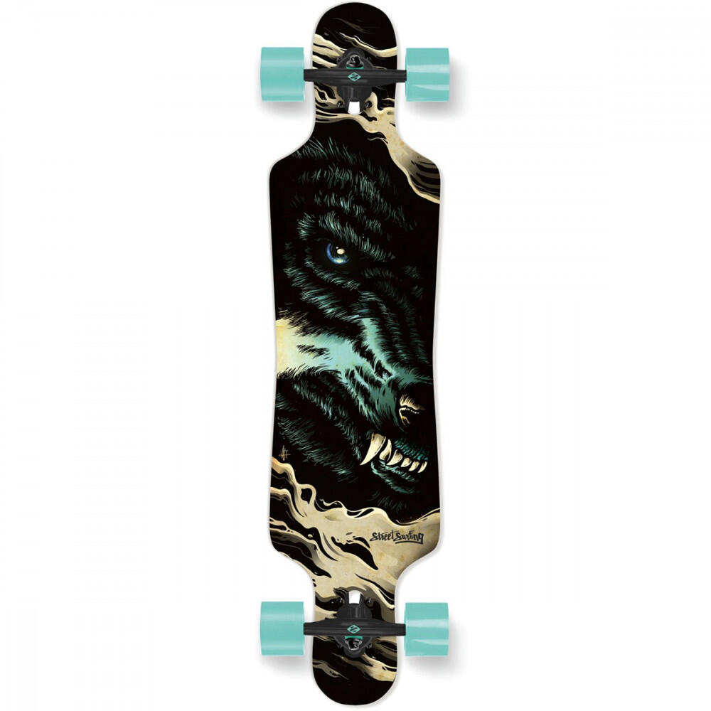 Longboard Street Surfing FREERIDE 39" CURVE Wolf - artist series