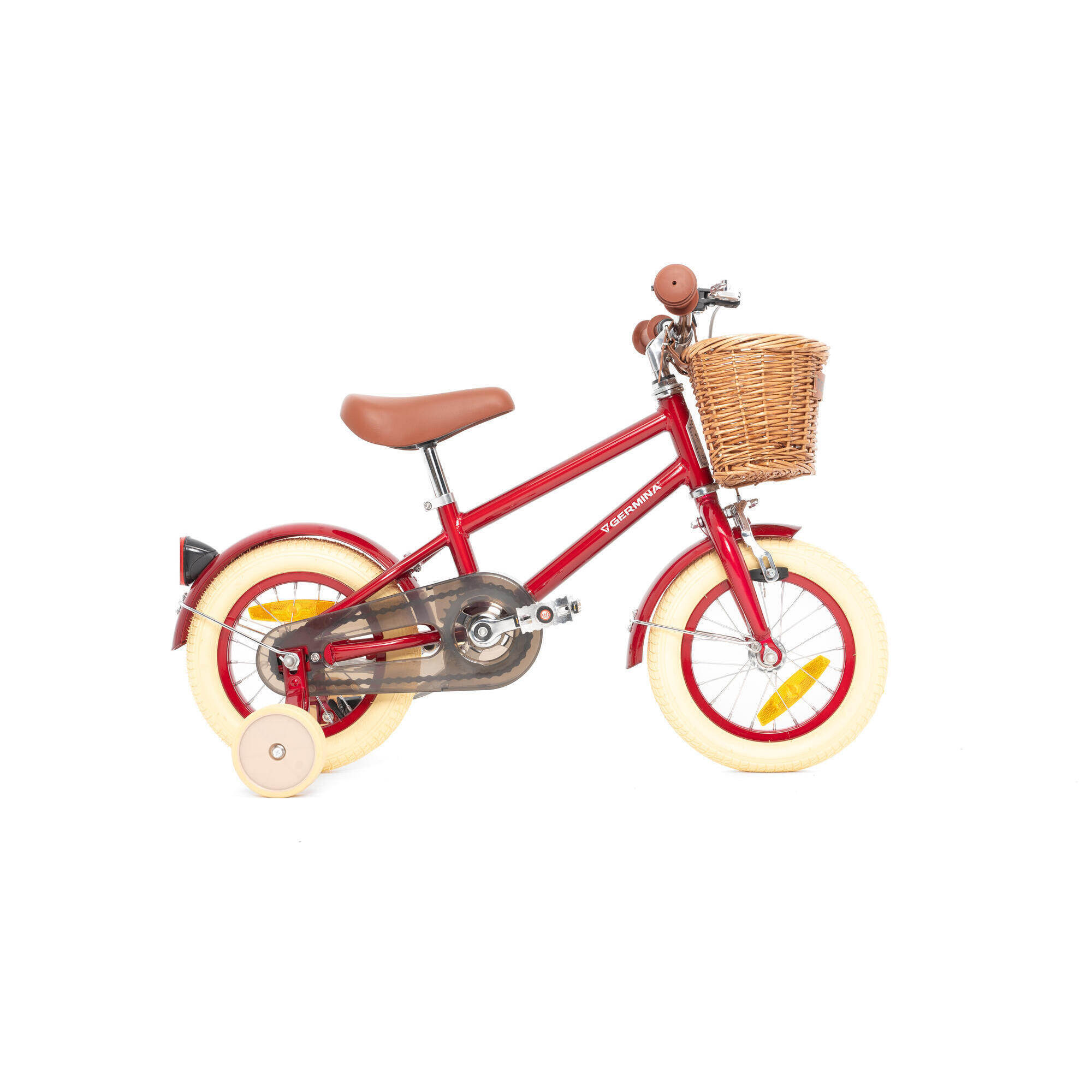 Rower dziecięcy 12" VINTAGE GERMINA kółka boczne, koszyk