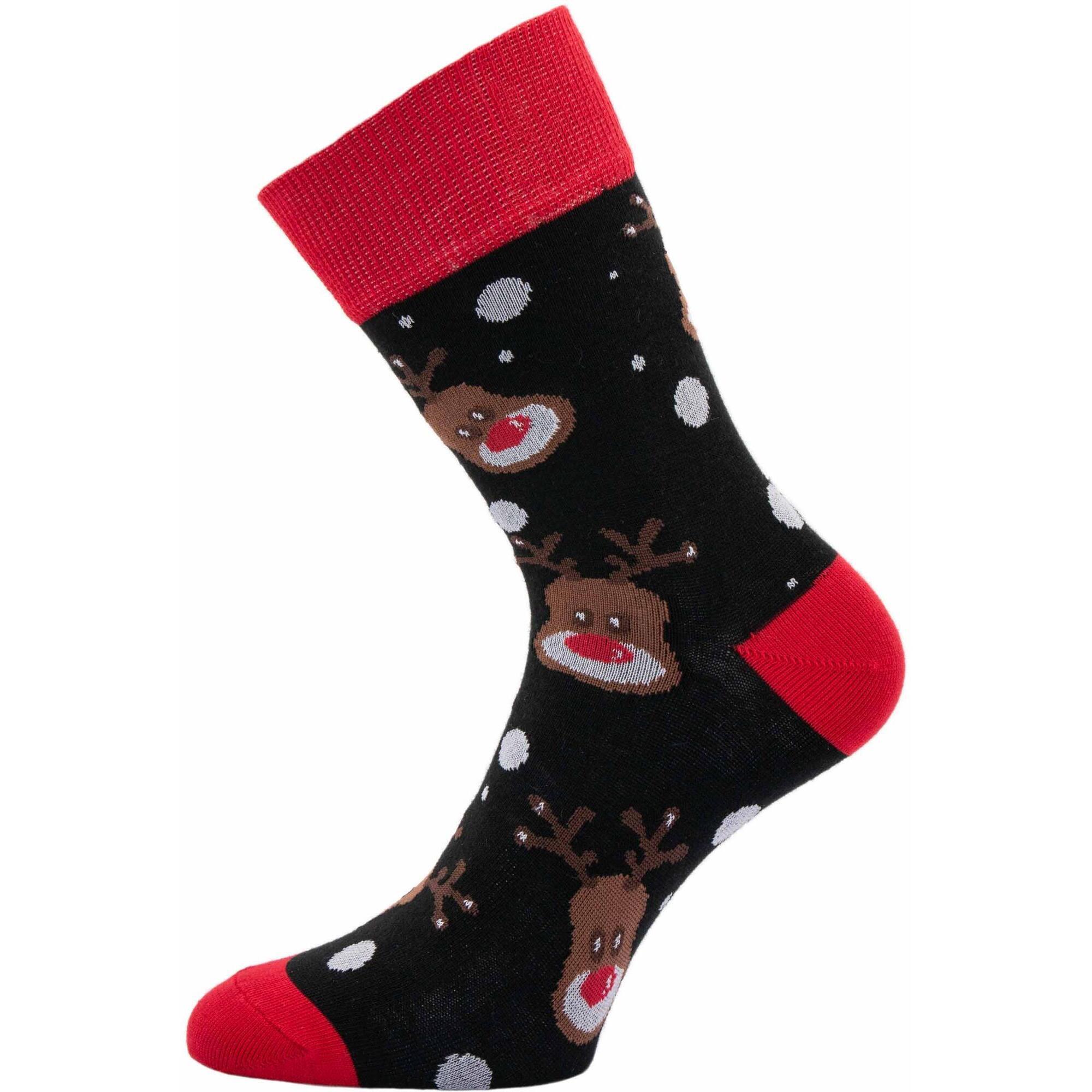 Ciepłe i Przytulne Skarpetki Świąteczne z Reniferem dla Kobiet - Czarne 37-41