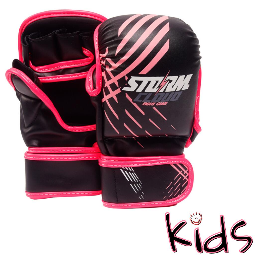 Rękawice MMA dla dzieci StormCloud Lynx Czarno-Różowe 7oz Junior L