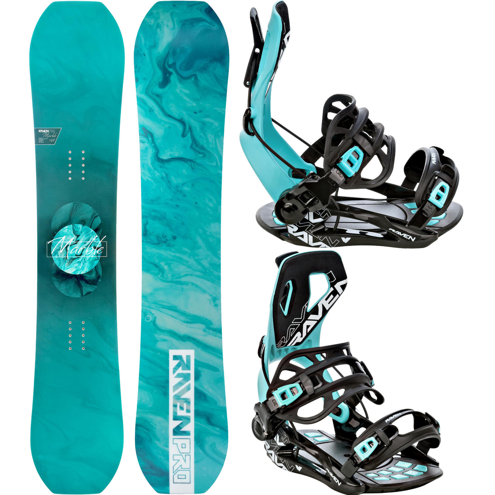 Zestaw Deska snowboardowa Raven PRO Marble Carbon + Wiązania Raven FT360