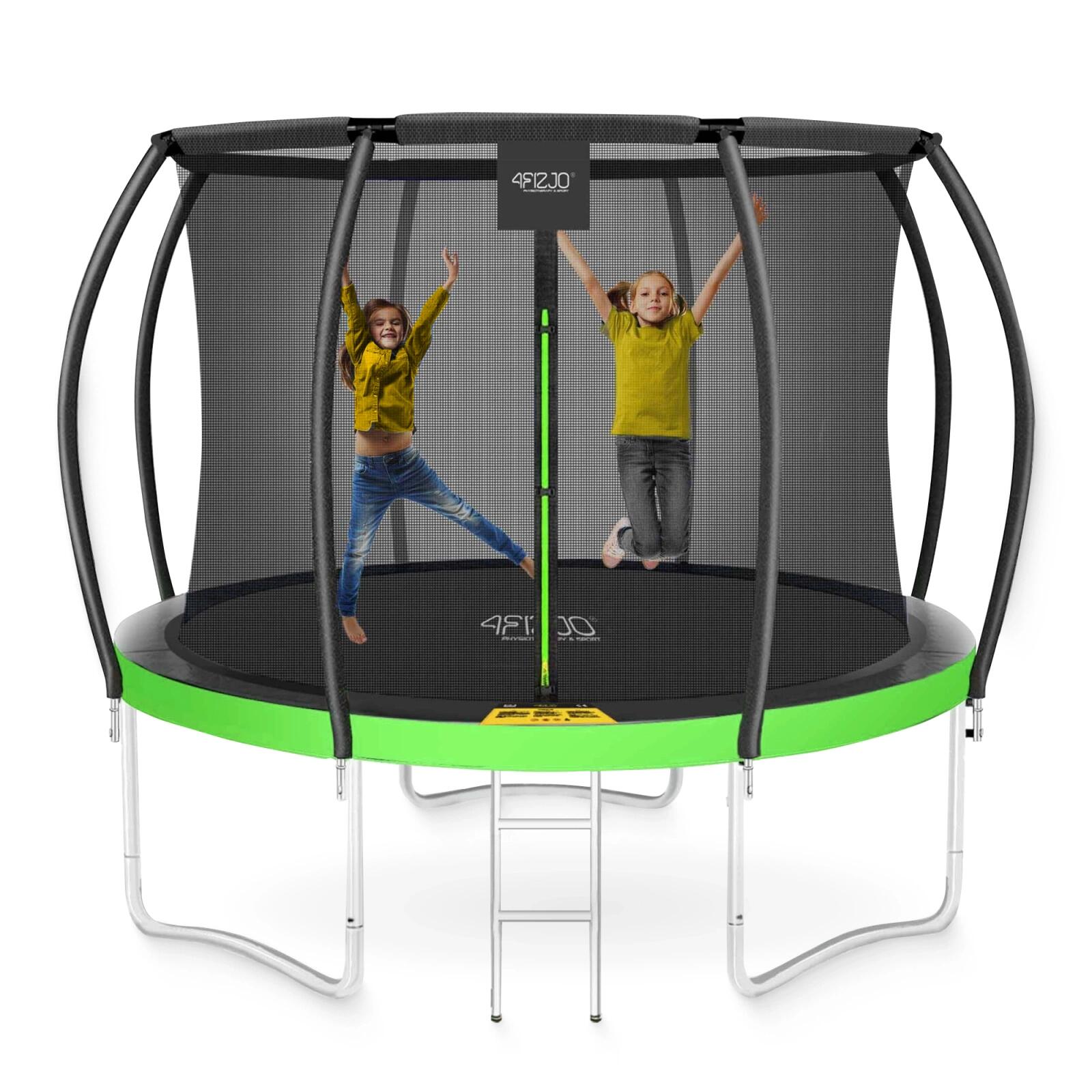 Trampolina ogrodowa dla dzieci 4FIZJO PRO z siatką ochronną 312cm 10FT zielona