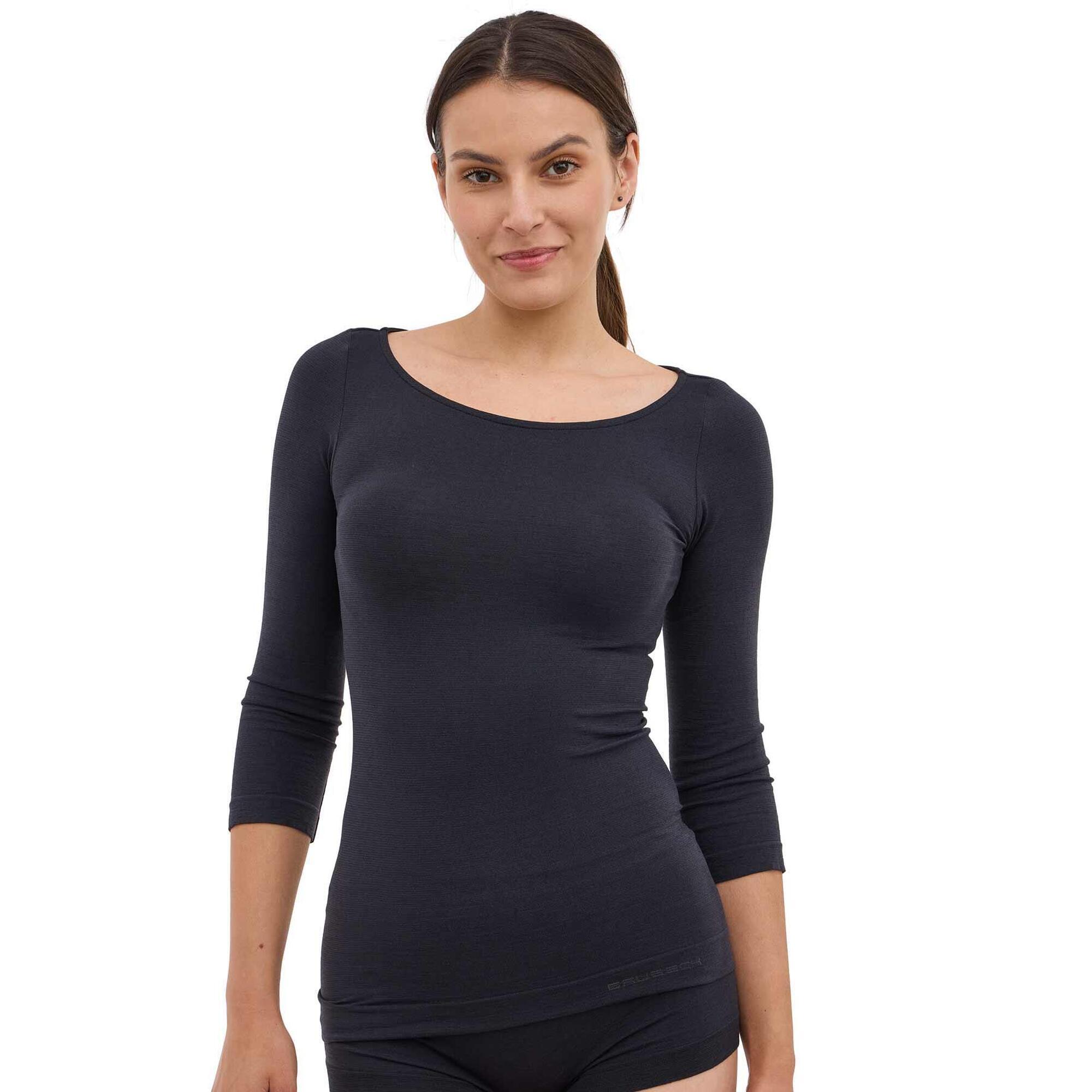 Koszulka damska rękaw 3/4 z wełną Brubeck COMFORT MERINO