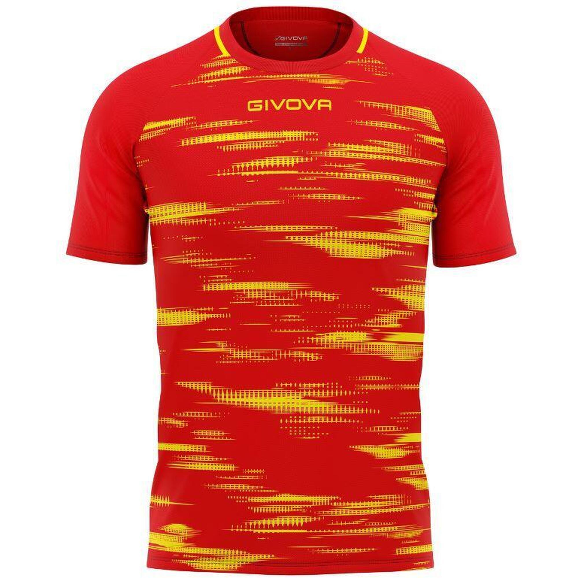 Givova Pixel T-shirt Sportowy Czerwono-Żółty 3XS - Lekki i Oddychający