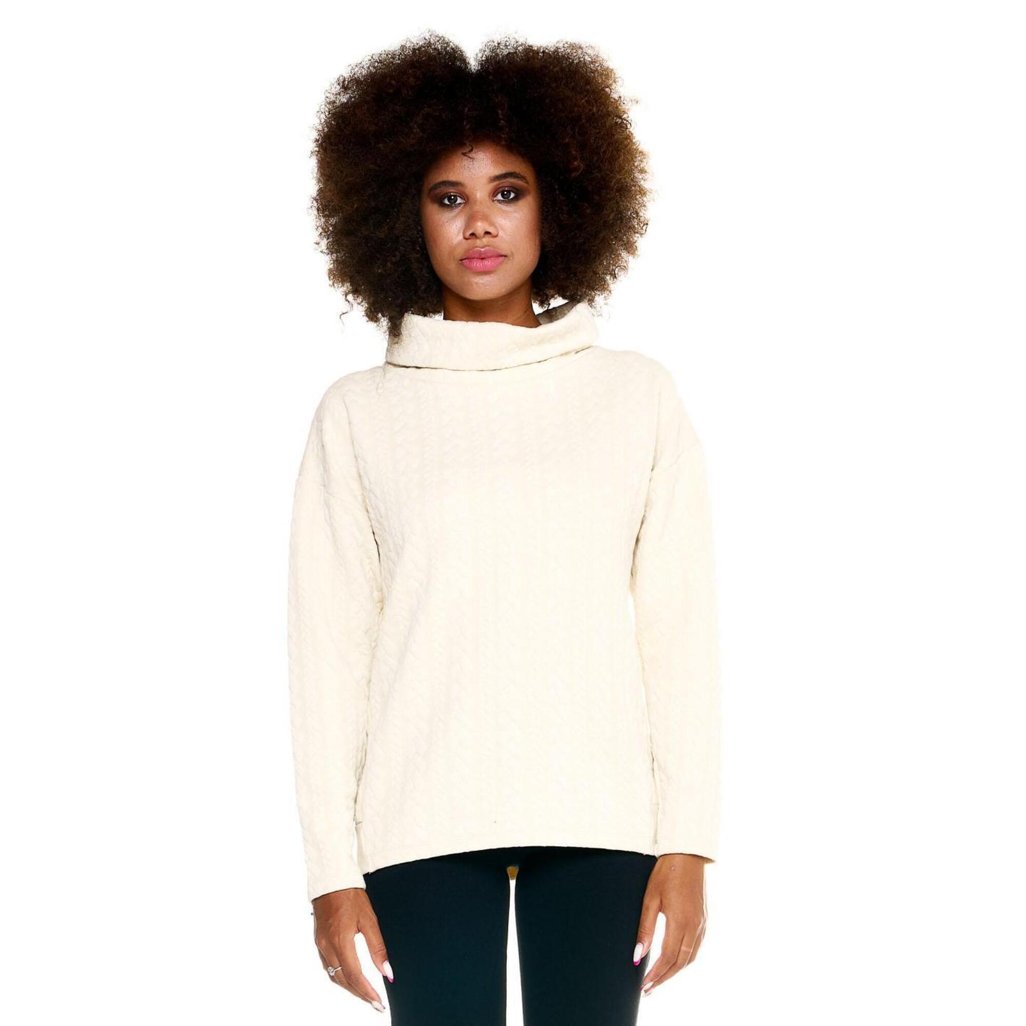 Szary damski sweter Leone z warkoczami