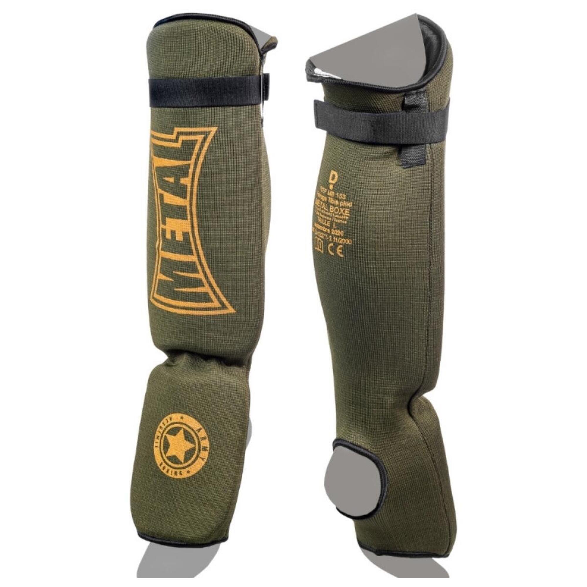 Nagolenniki do boksu tajskiego + bawełniana stopa Metal Boxe Military