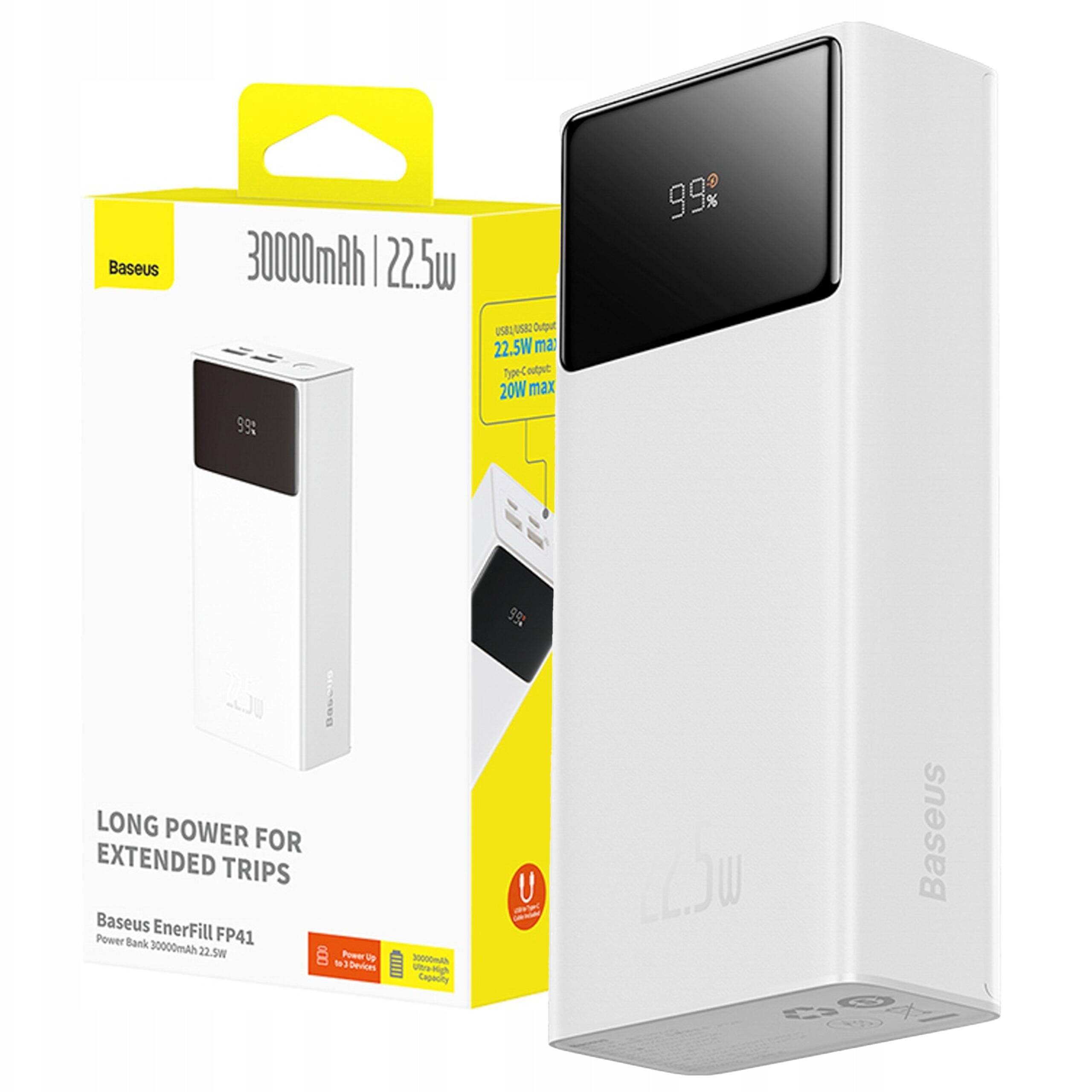 Baseus Powerbank 30000 mAh USB-C PD 22.5W z kablem