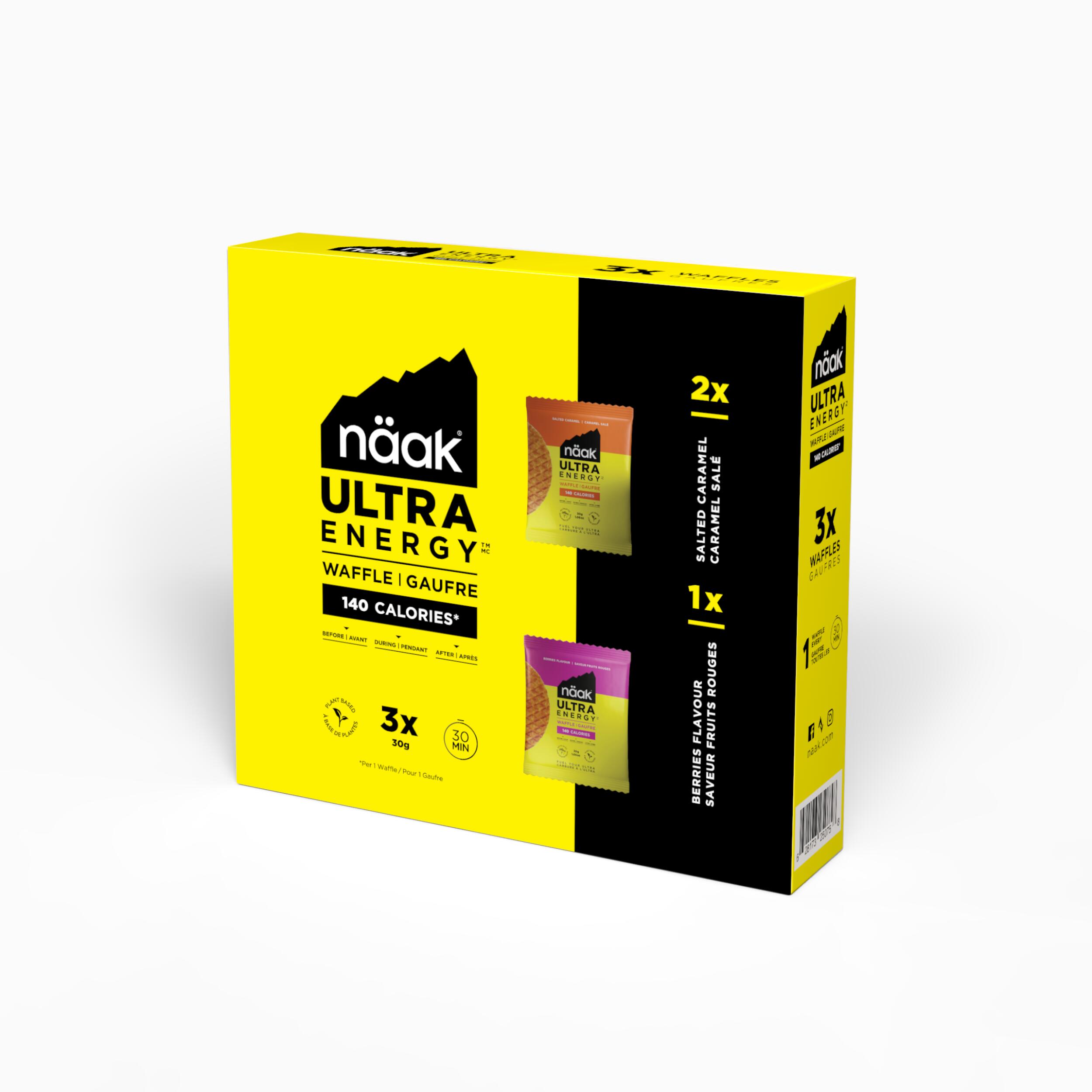 Wafle energetyczne Naak Ultra Energy™ czerwone owoce, karmel 3 x 30 g