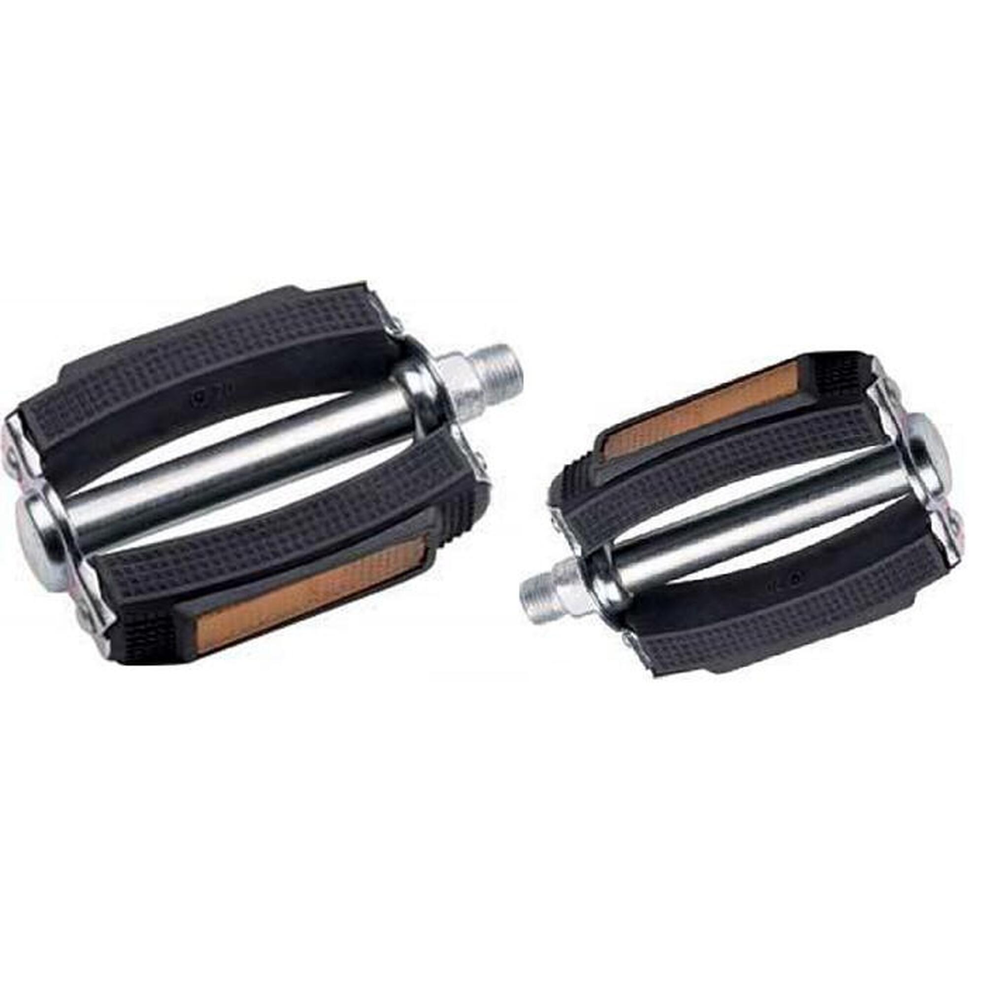 Zestaw Pedałów 677H Z Odblaskami - Srebrny/Czarny