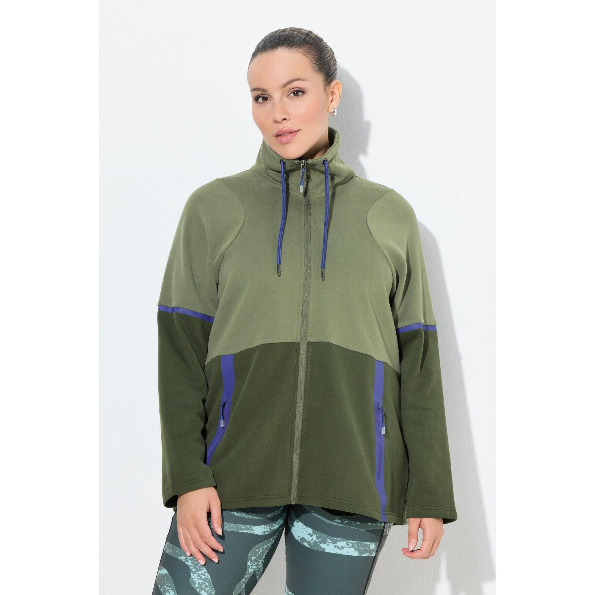 Damskie Bluza dresowa dwukolorowa stójka kieszenie z zamkiem błyskawicznym