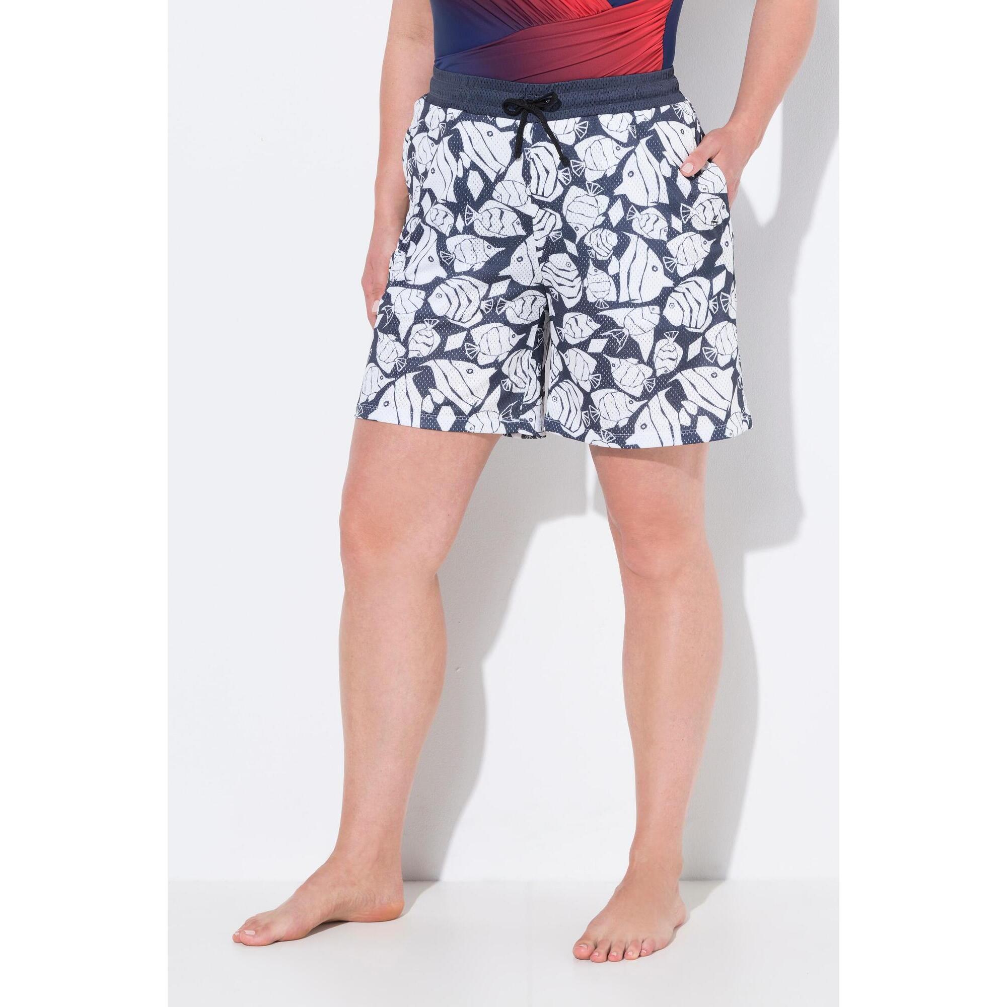 Damskie Szorty sportowe siateczka ryby szeroka nogawka elastyczny pas