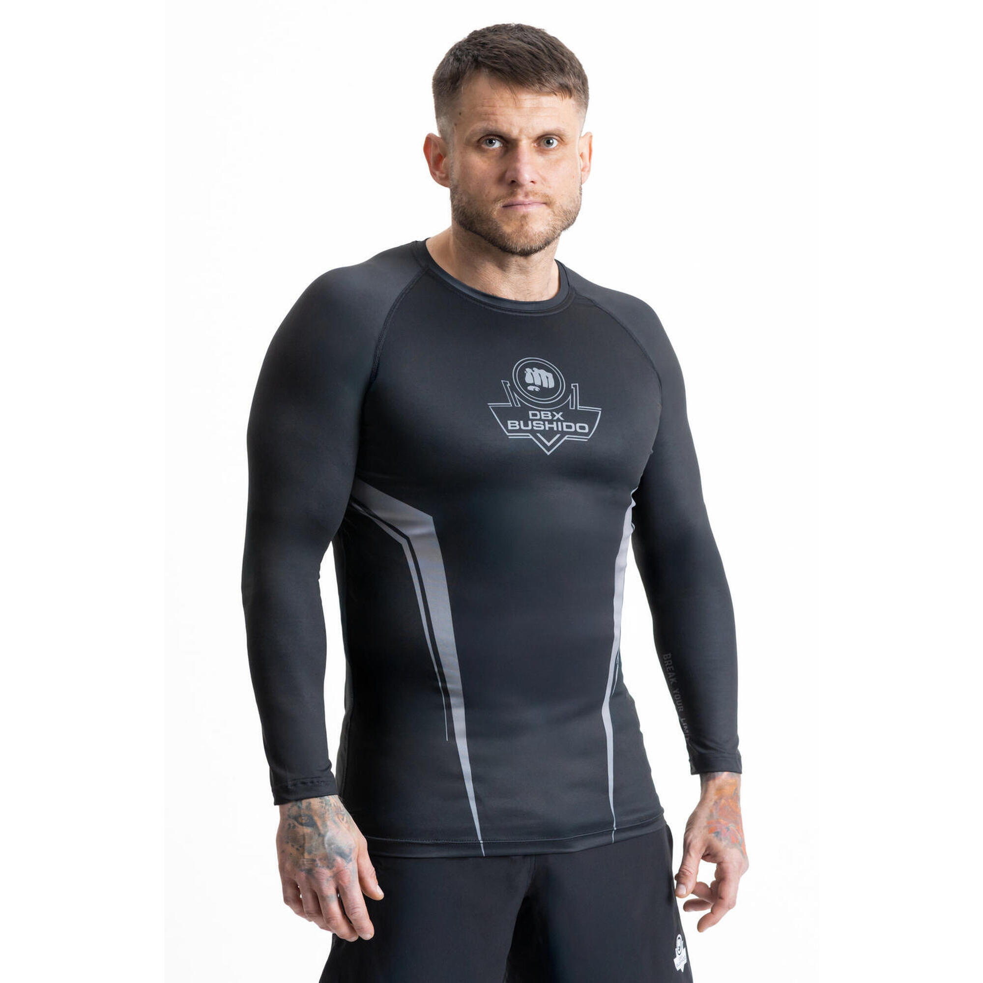 Rashguard szary długi rękaw logo DBX Bushido