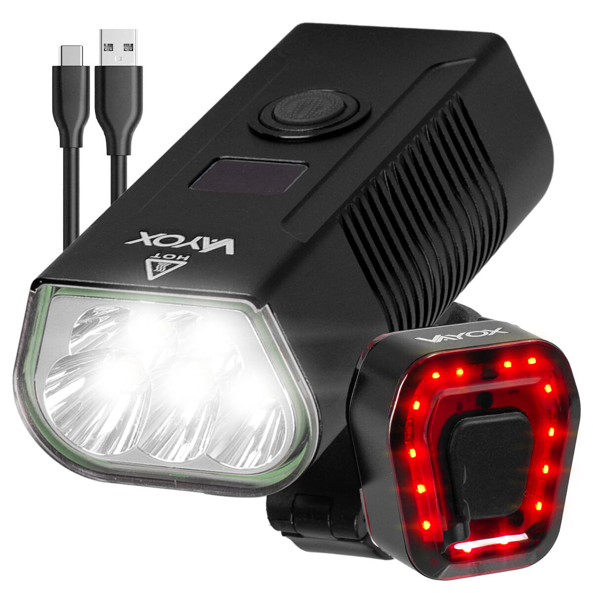 Zestaw lampek rowerowych VAYOX VA0073 + VA0048 przednia i tylna POWERBANK