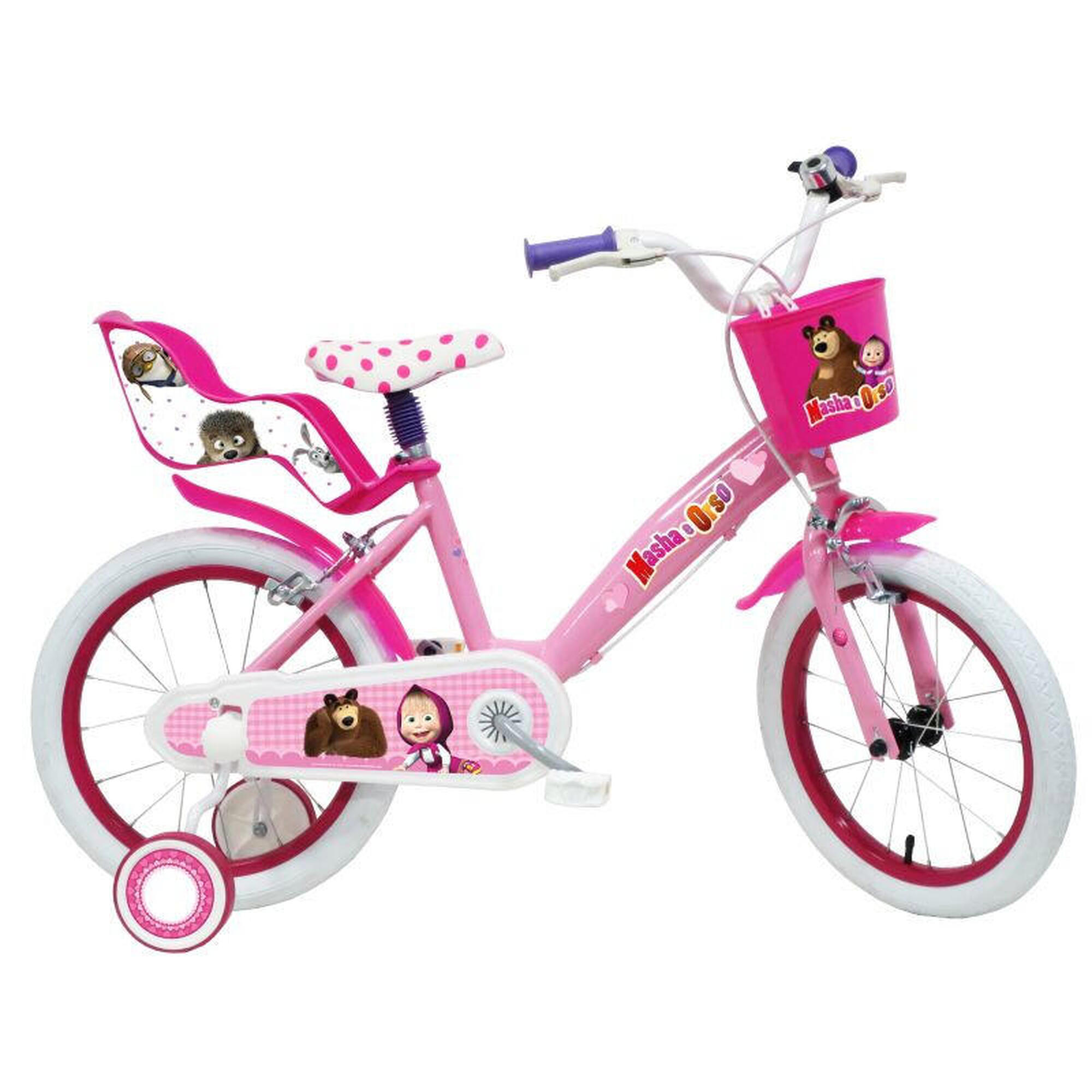 Rower dziecięcy MASZA i NIEDŹWIEDŹ 16", różowy