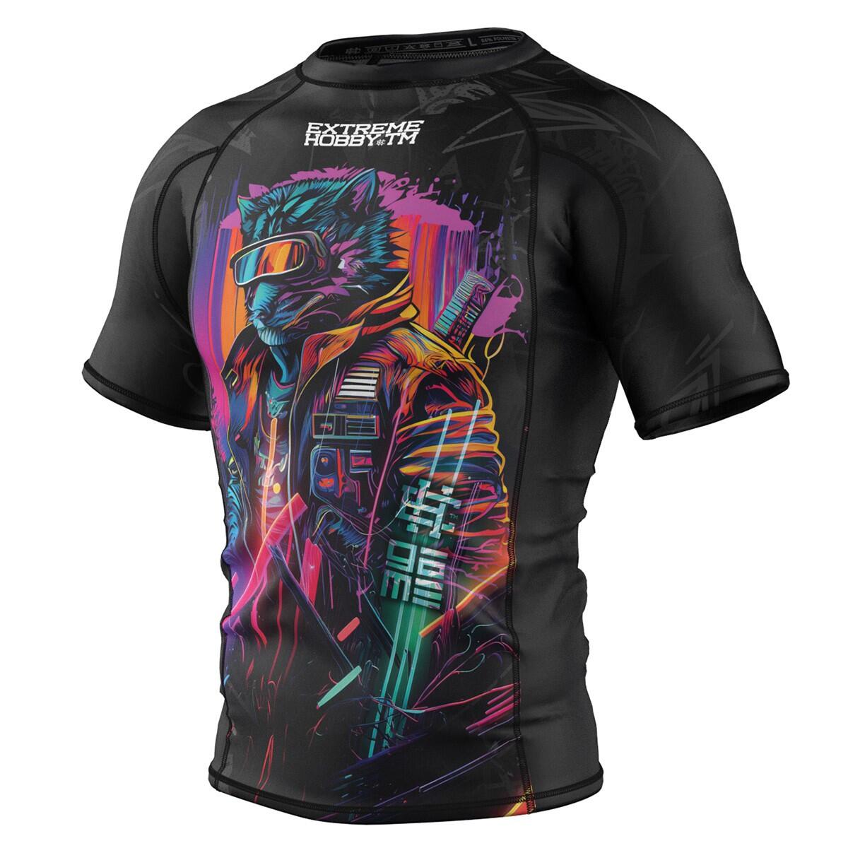 Koszulka Męska Rashguard MMA na Siłownię EXTREME HOBBY CYBER ANIMALS