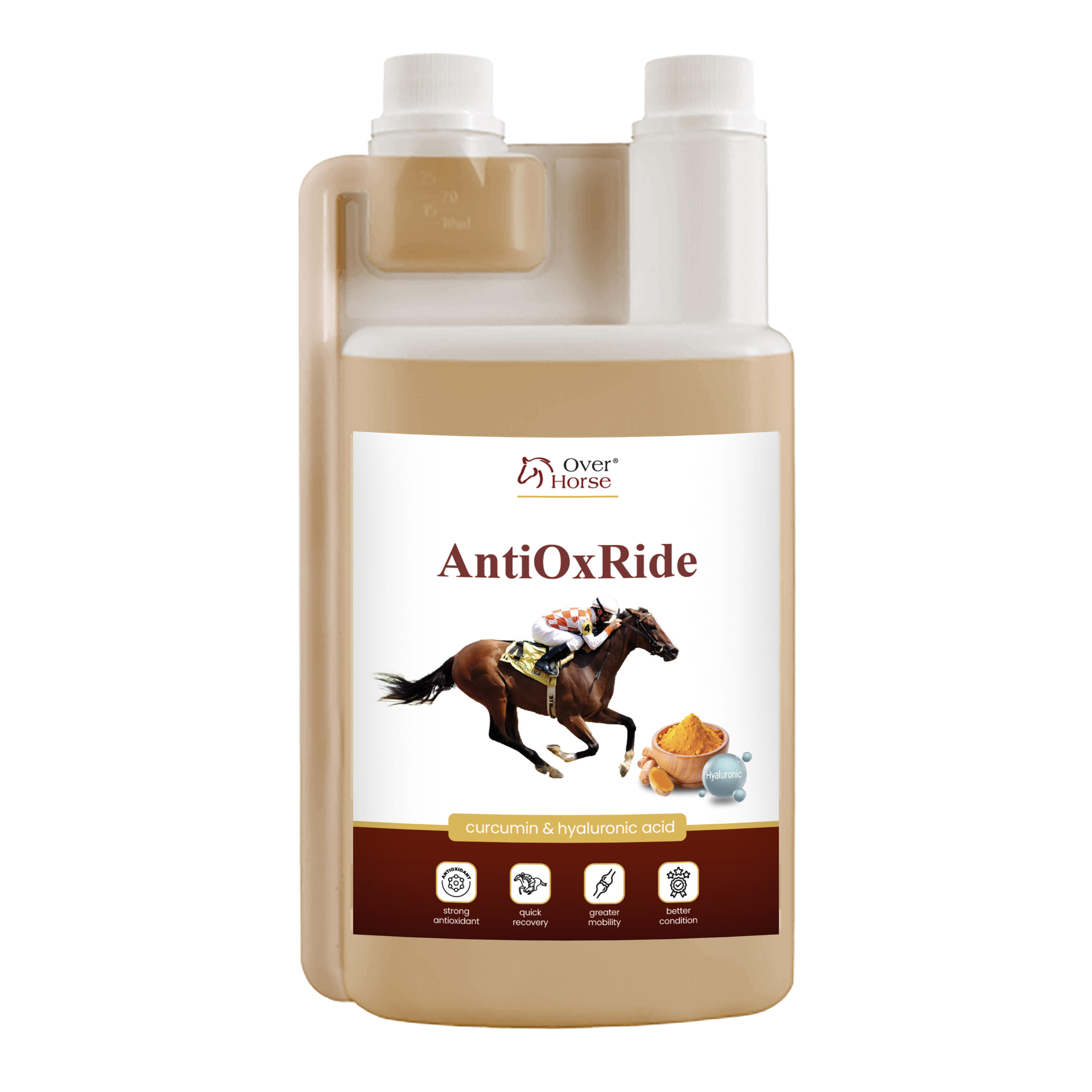 Kurkuma dla koni + kwas hialuronowy na mięśnie i stawy- AntiOxRide 1l Over Horse