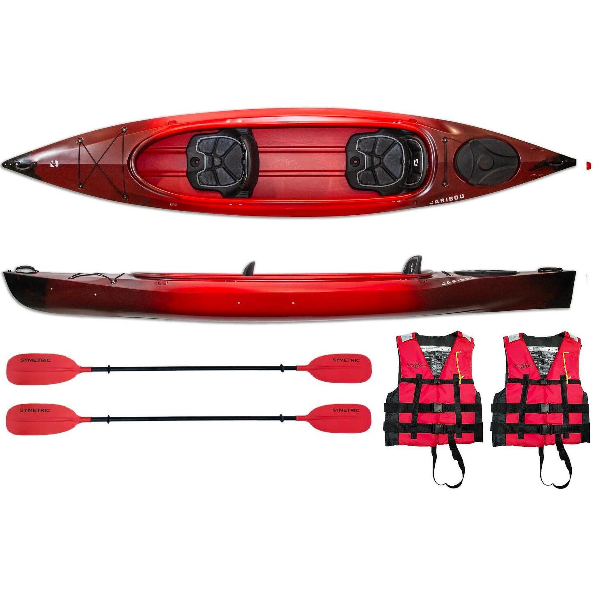 Kajak dwuosobowy do pływania Kayak Zone Caribou Adventure Lux z lukiem zestaw