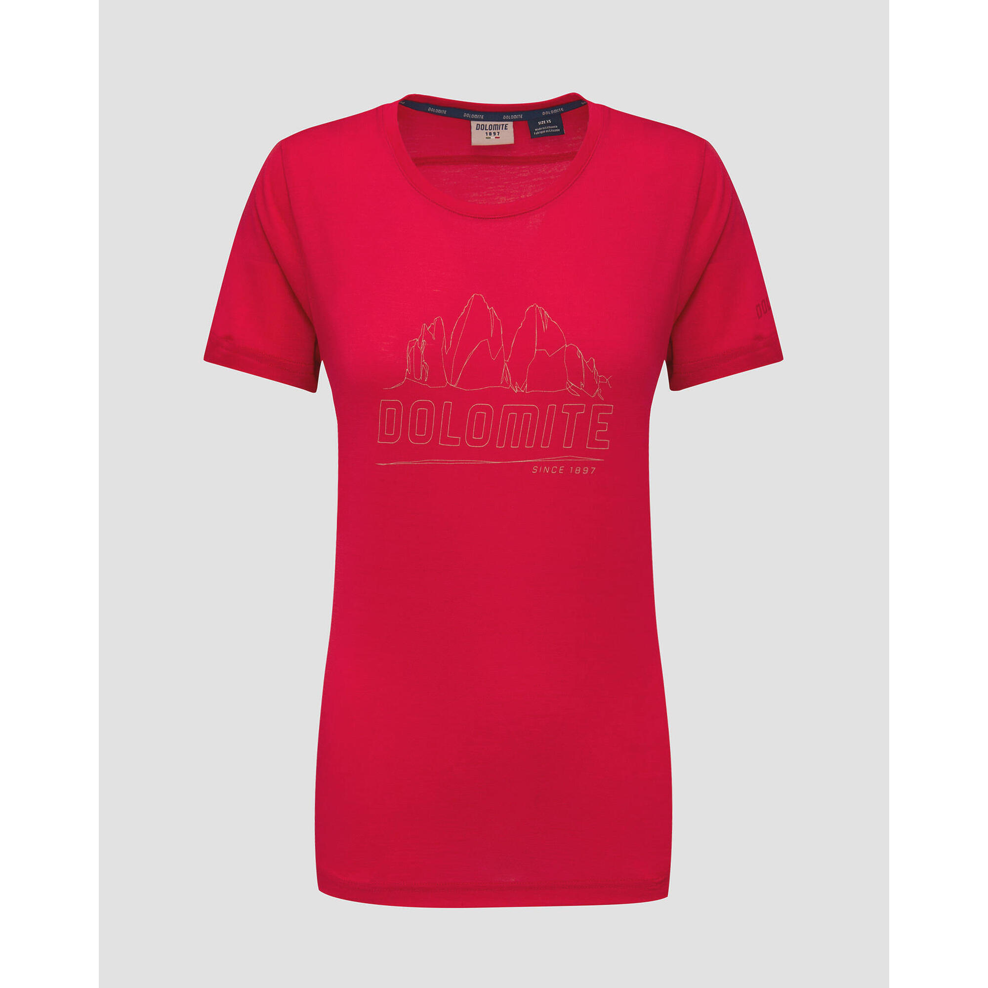 T-shirt damski Dolomite Cristallo Merino SS Watermelon Red