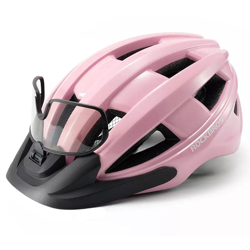 Kask rowerowy z okularami fotochromowymi na magnes i lampką LED Rockbros RB1011