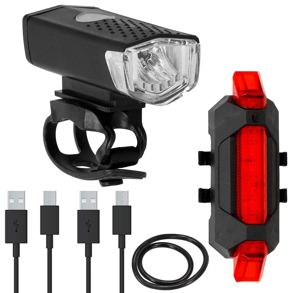 Zestaw lampek rowerowych na przód i tył 2 szt. na USB