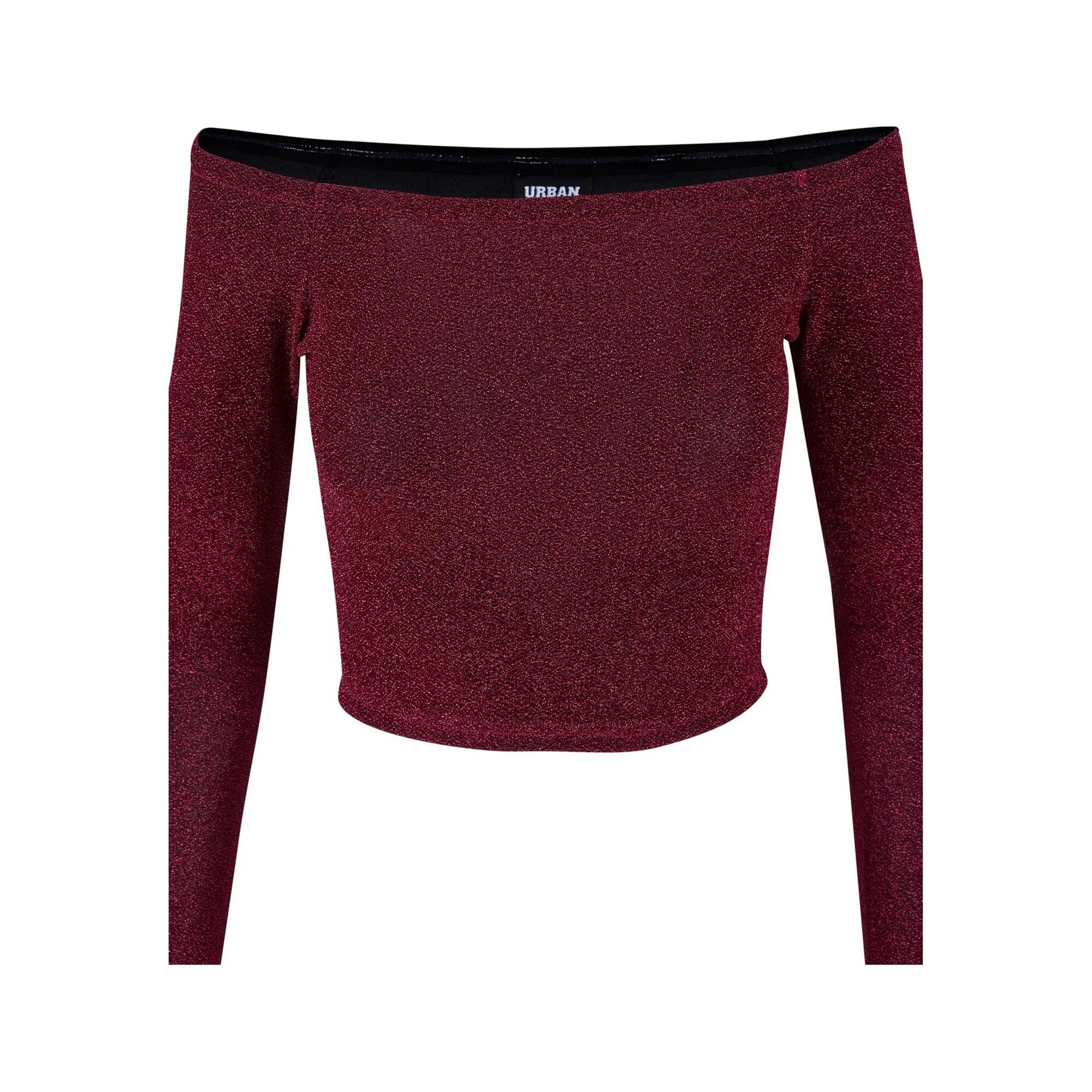 Damska Brokatowa Bluzka Na Ramiączkach Z Długim Rękawem