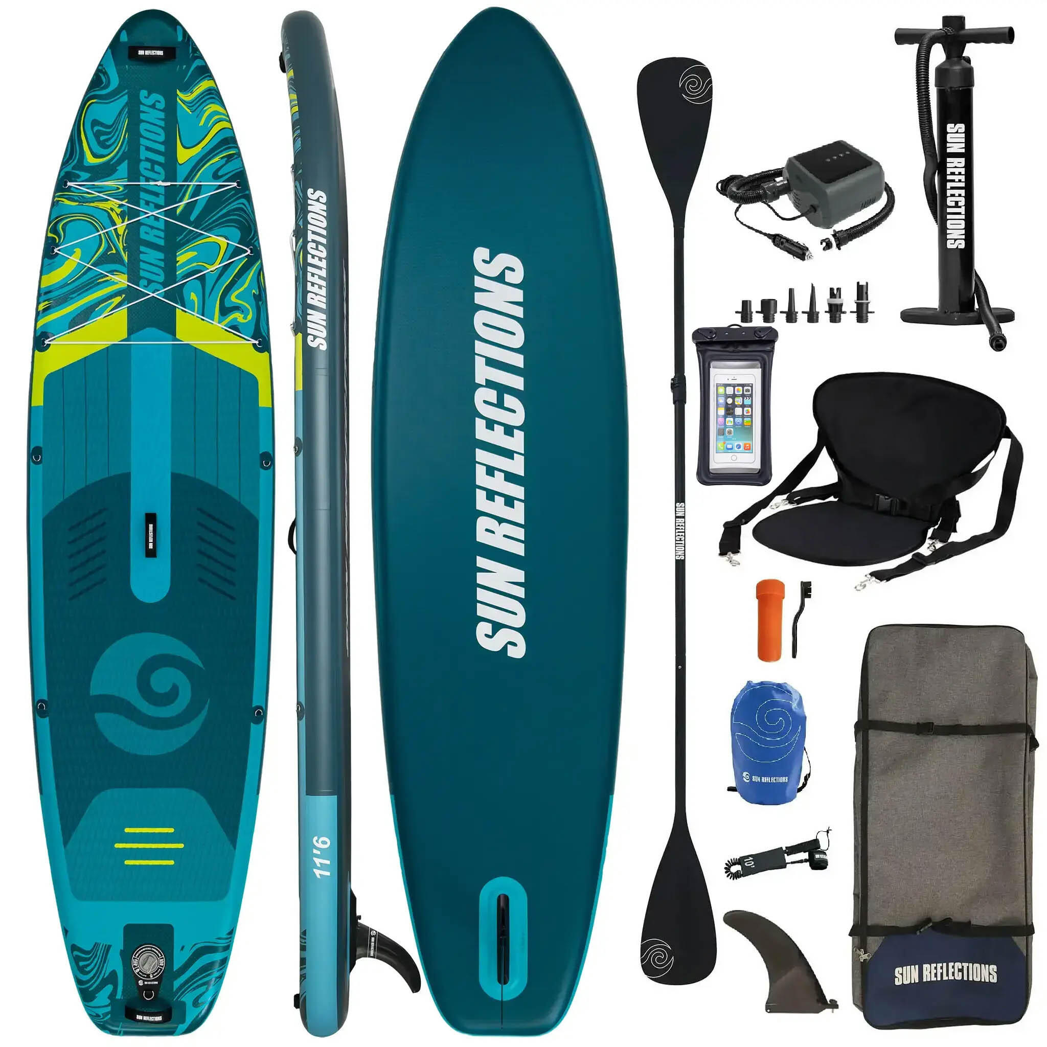 Deska Sup Pompowana Sun Reflections L 11'6" Combo Emerald Drift + PBG 6