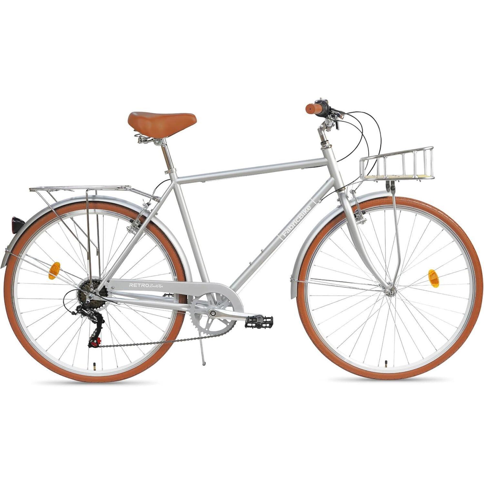 FabricBike Southken – rower miejski 28”, koszyk, komfort, 7 biegów. Grey Deluxe