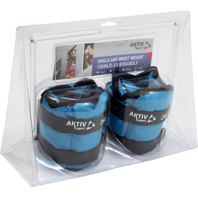 Obciążniki na nadgarstki i kostki Aktivsport 2x2 kg, niebieskie